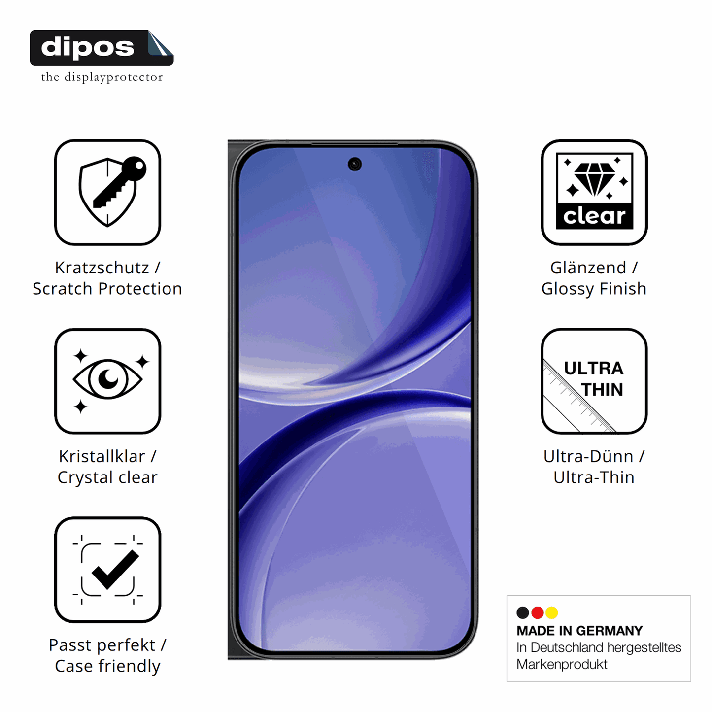 Displayschutz hergestellt in Deutschland, höchste Qualität made in Germany