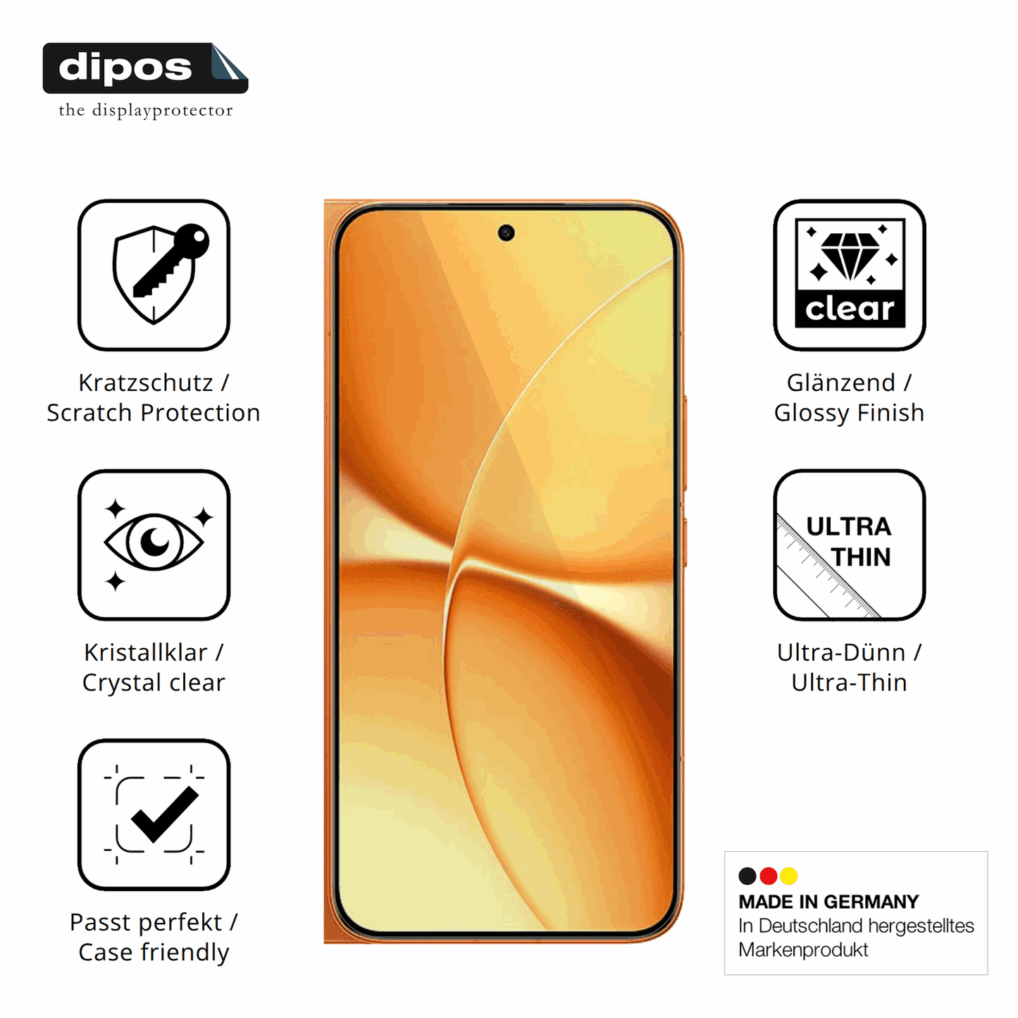 Displayschutz hergestellt in Deutschland, höchste Qualität made in Germany