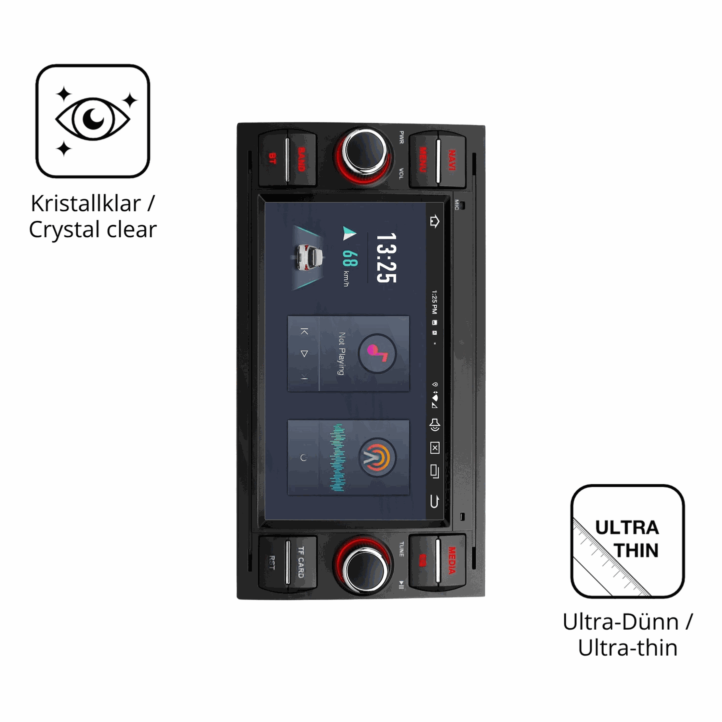 2x Schutzfolie klar für Xtrons PX72QSFBL 7 Zoll Display-Schutzfolie