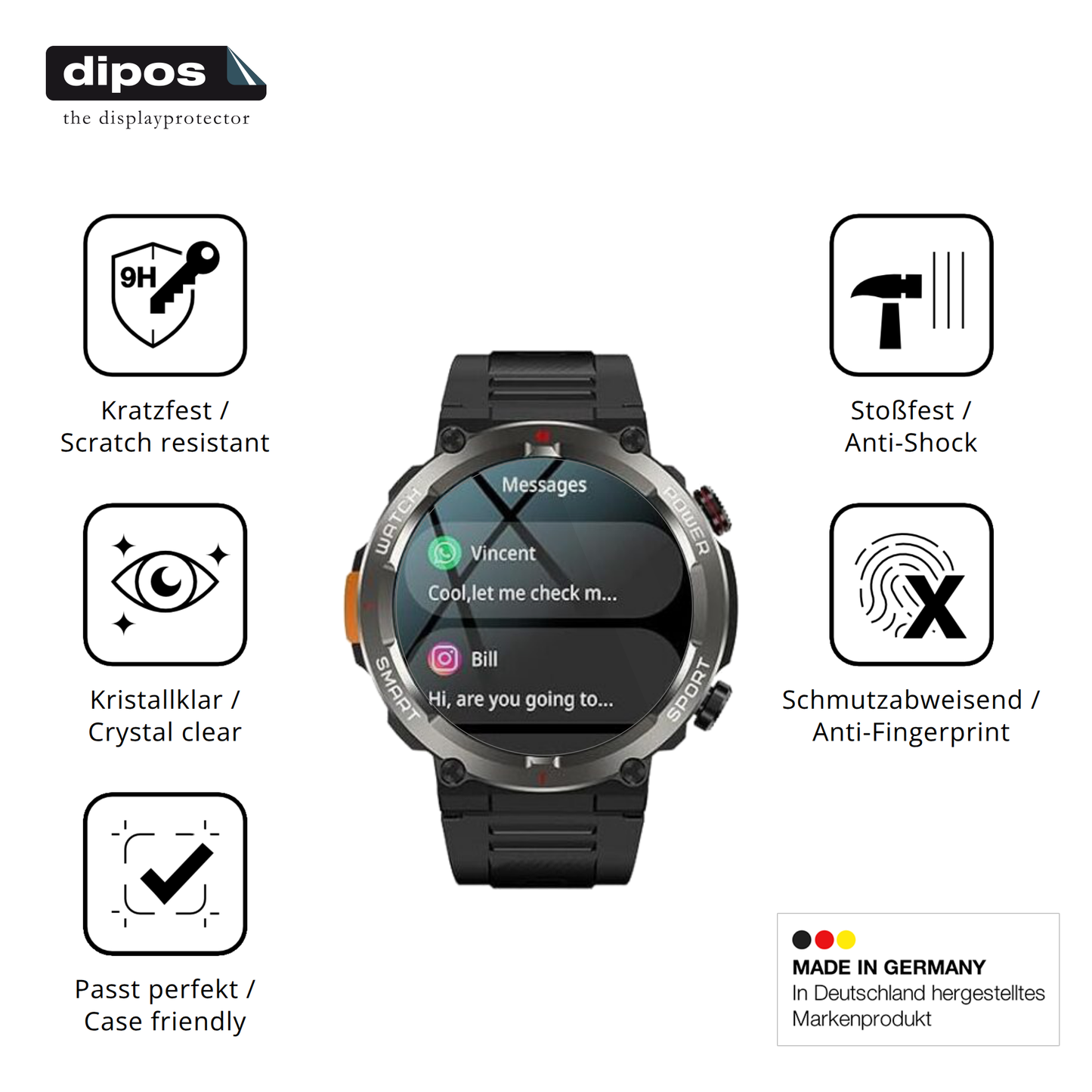 Displayschutz hergestellt in Deutschland, höchste Qualität made in Germany