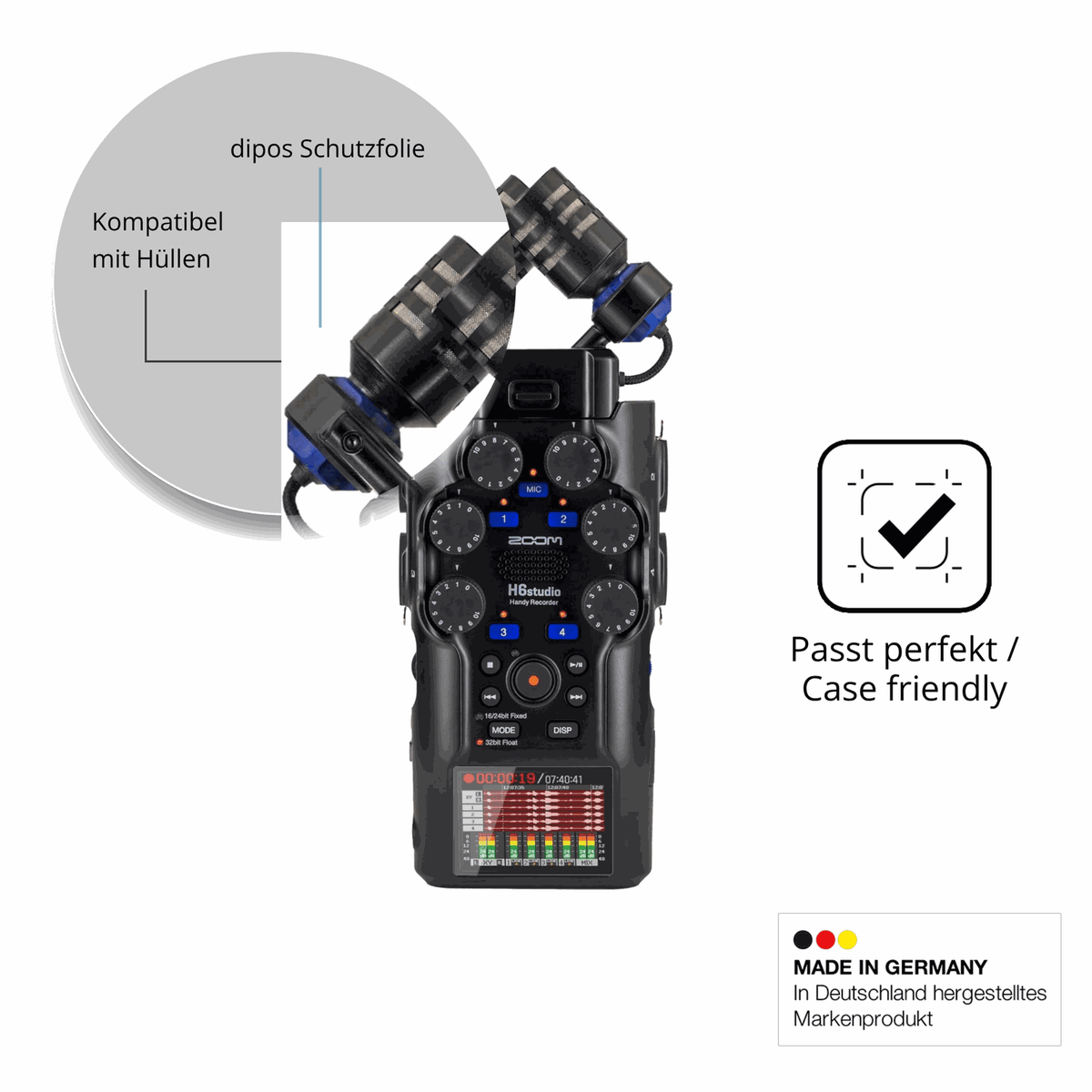 4x Schutzfolie klar für Zoom H6 studio Display-Schutzfolie
