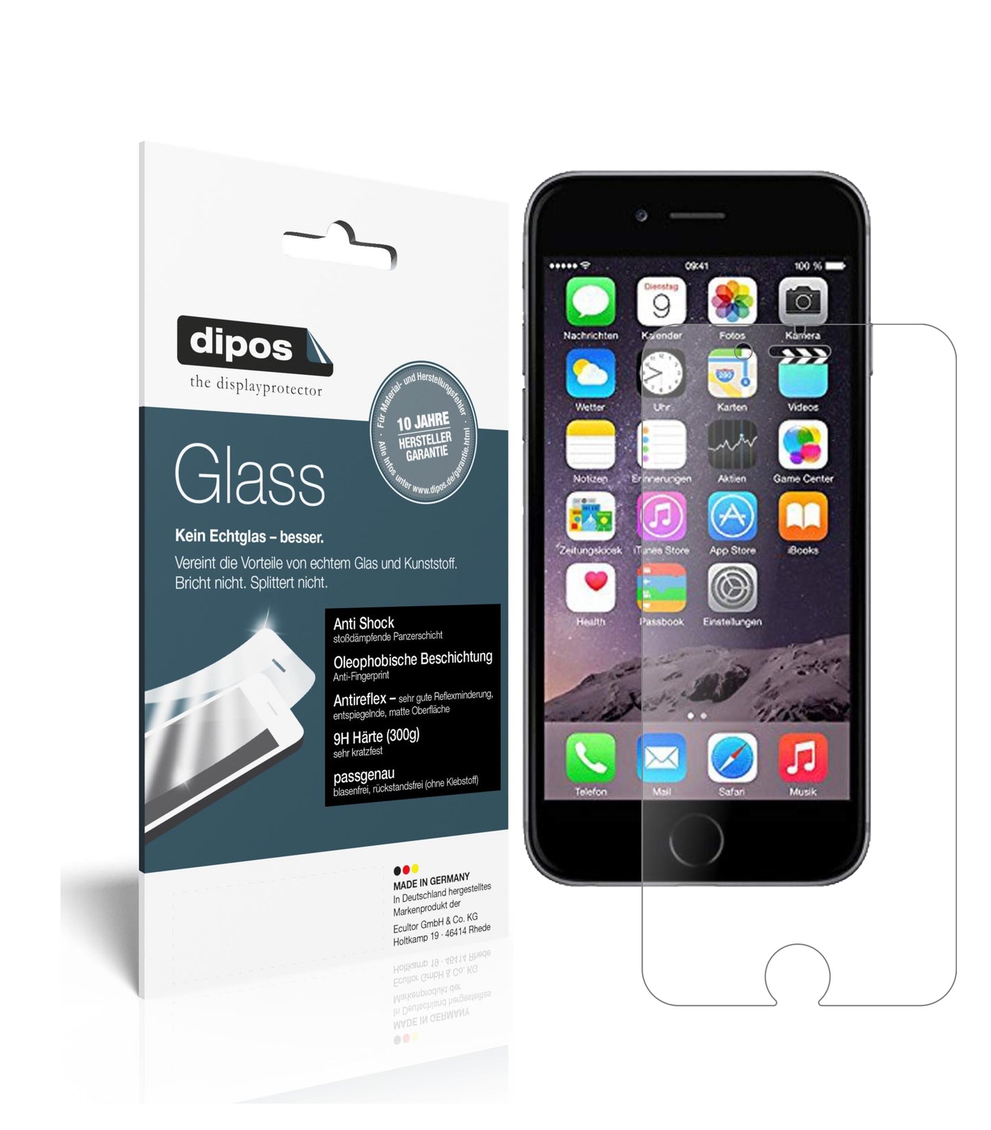 Mattes Panzerglas: Schutz vor Brüchen, Fingerabdrücken und Bildschirmblendung für Apple-iPhone 6 / 6S / 7