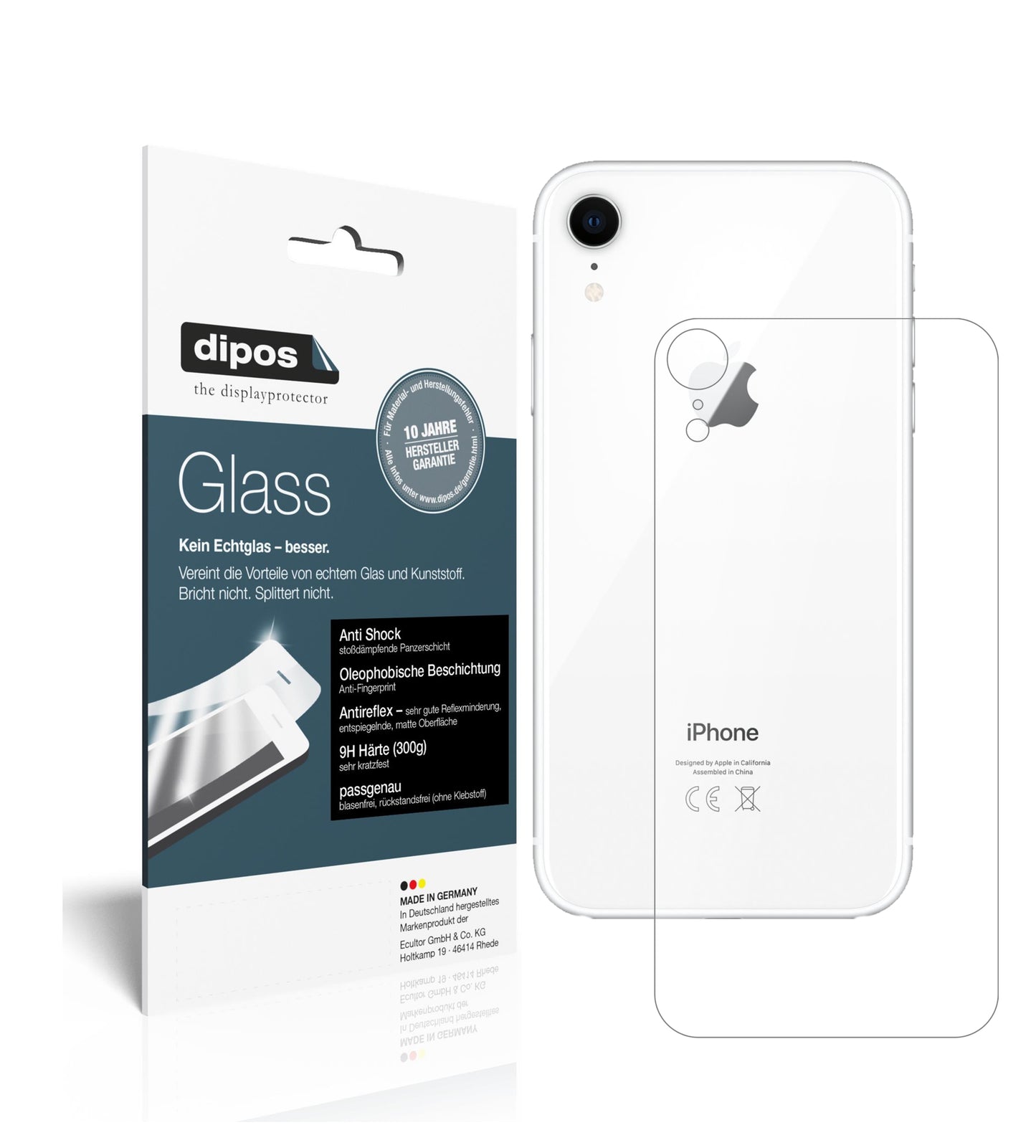 Mattes Panzerglas: Schutz vor Brüchen, Fingerabdrücken und Bildschirmblendung für Apple-iPhone XR Rückseite