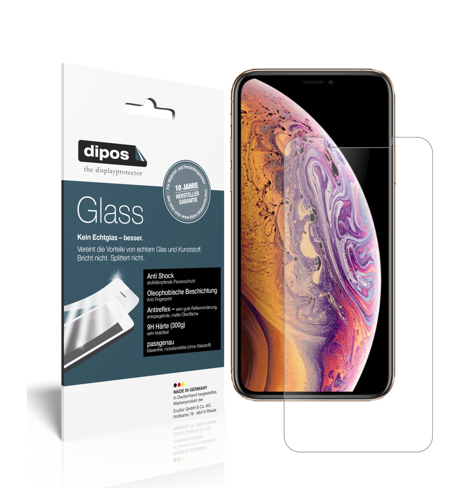 Mattes Panzerglas: Schutz vor Brüchen, Fingerabdrücken und Bildschirmblendung für Apple-iPhone XS