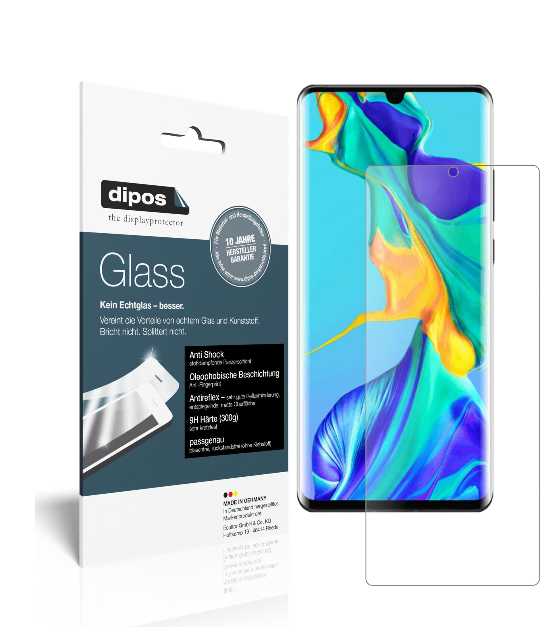 Mattes Panzerglas: Schutz vor Brüchen, Fingerabdrücken und Bildschirmblendung für Huawei-P30 Pro New Edition
