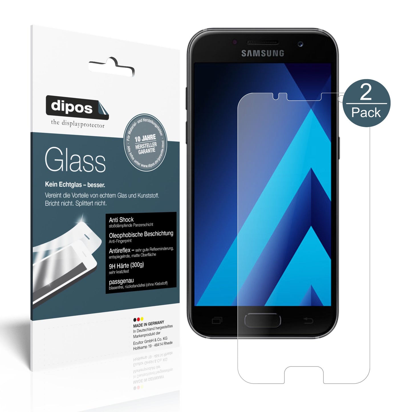 Mattes Panzerglas: Schutz vor Brüchen, Fingerabdrücken und Bildschirmblendung für Samsung-Galaxy A5 (2017)
