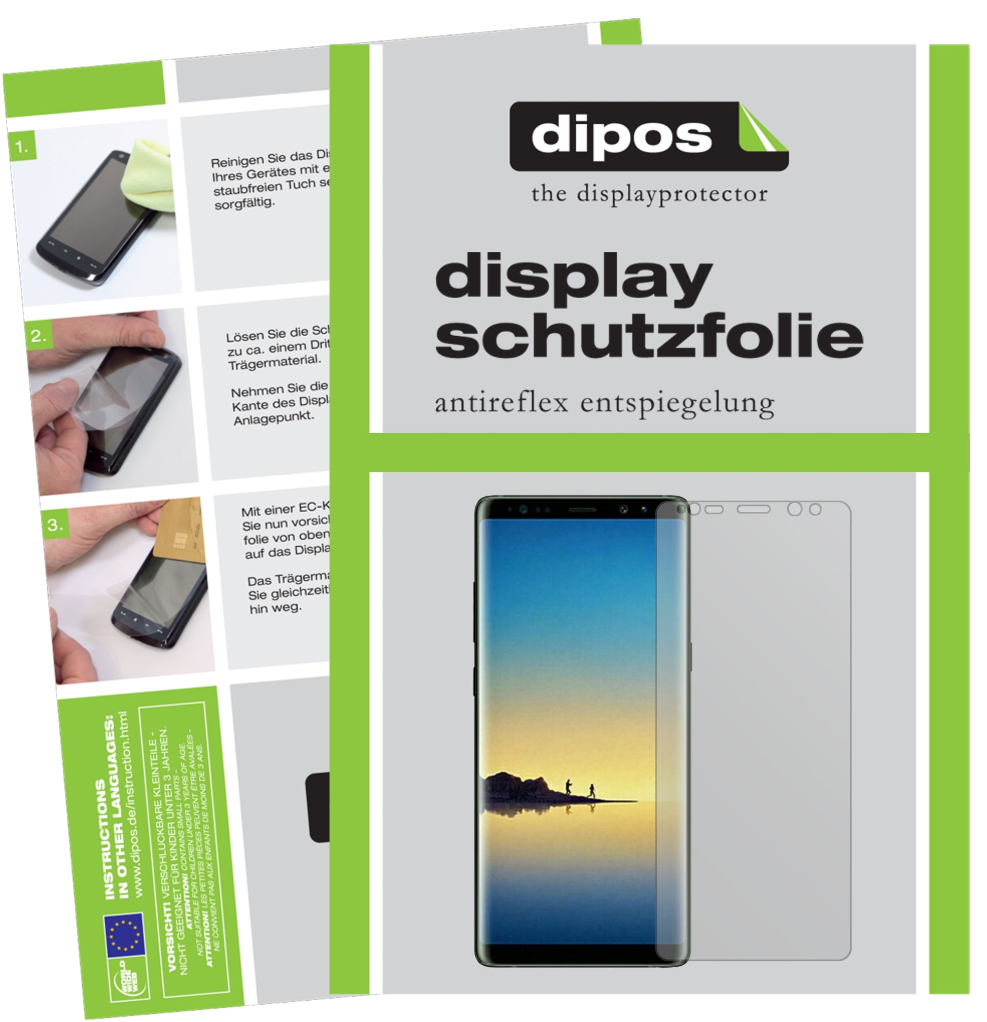 Mattes Panzerglas: Entspiegelte, dünne Folie, Fingerabdruckresistenz und Bildschirmschutz für Samsung-Galaxy Note 8