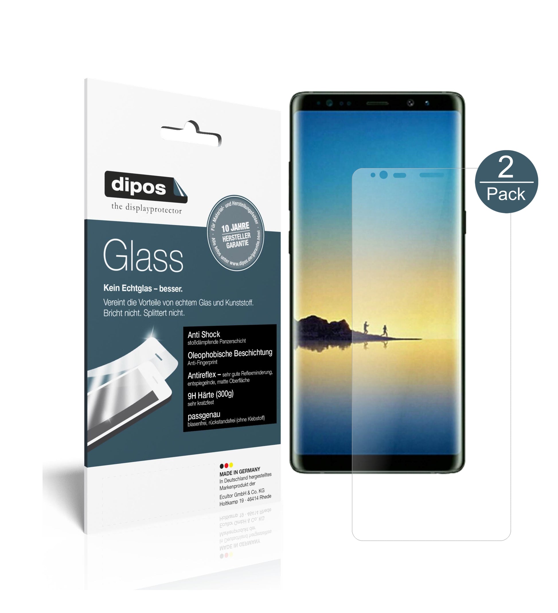 Mattes Panzerglas: Schutz vor Brüchen, Fingerabdrücken und Bildschirmblendung für Samsung-Galaxy Note 8
