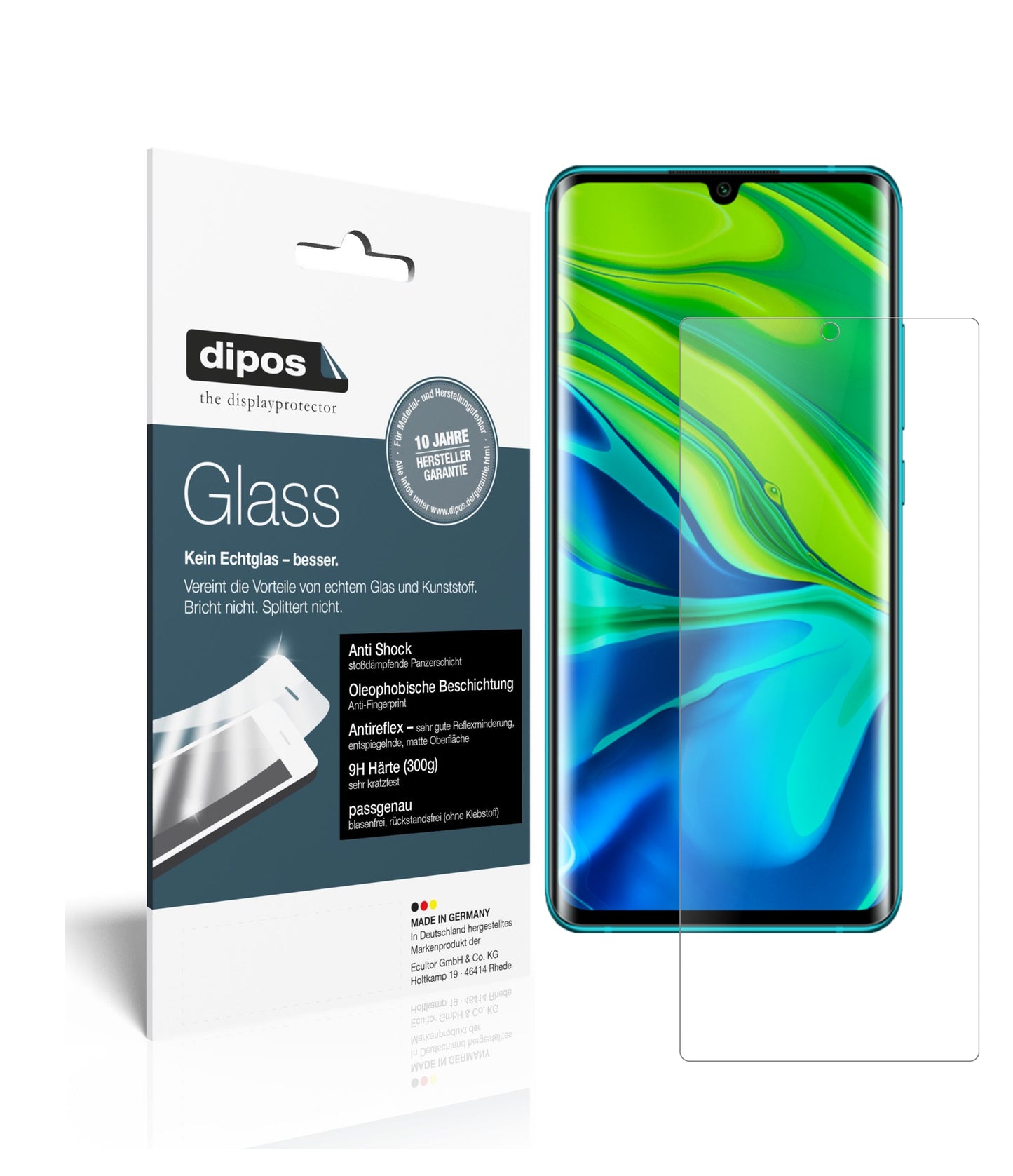 Mattes Panzerglas: Schutz vor Brüchen, Fingerabdrücken und Bildschirmblendung für Xiaomi-Mi Note 10 Lite
