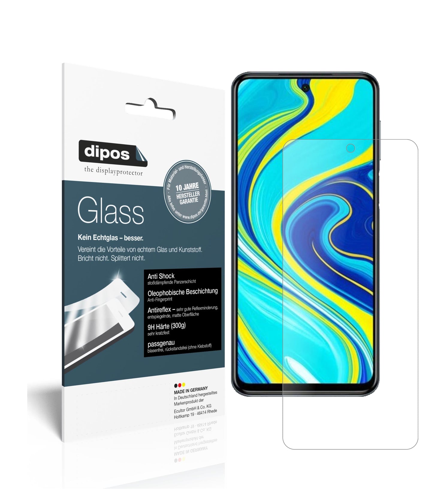 Mattes Panzerglas: Schutz vor Brüchen, Fingerabdrücken und Bildschirmblendung für Xiaomi-Redmi Note 9 Pro