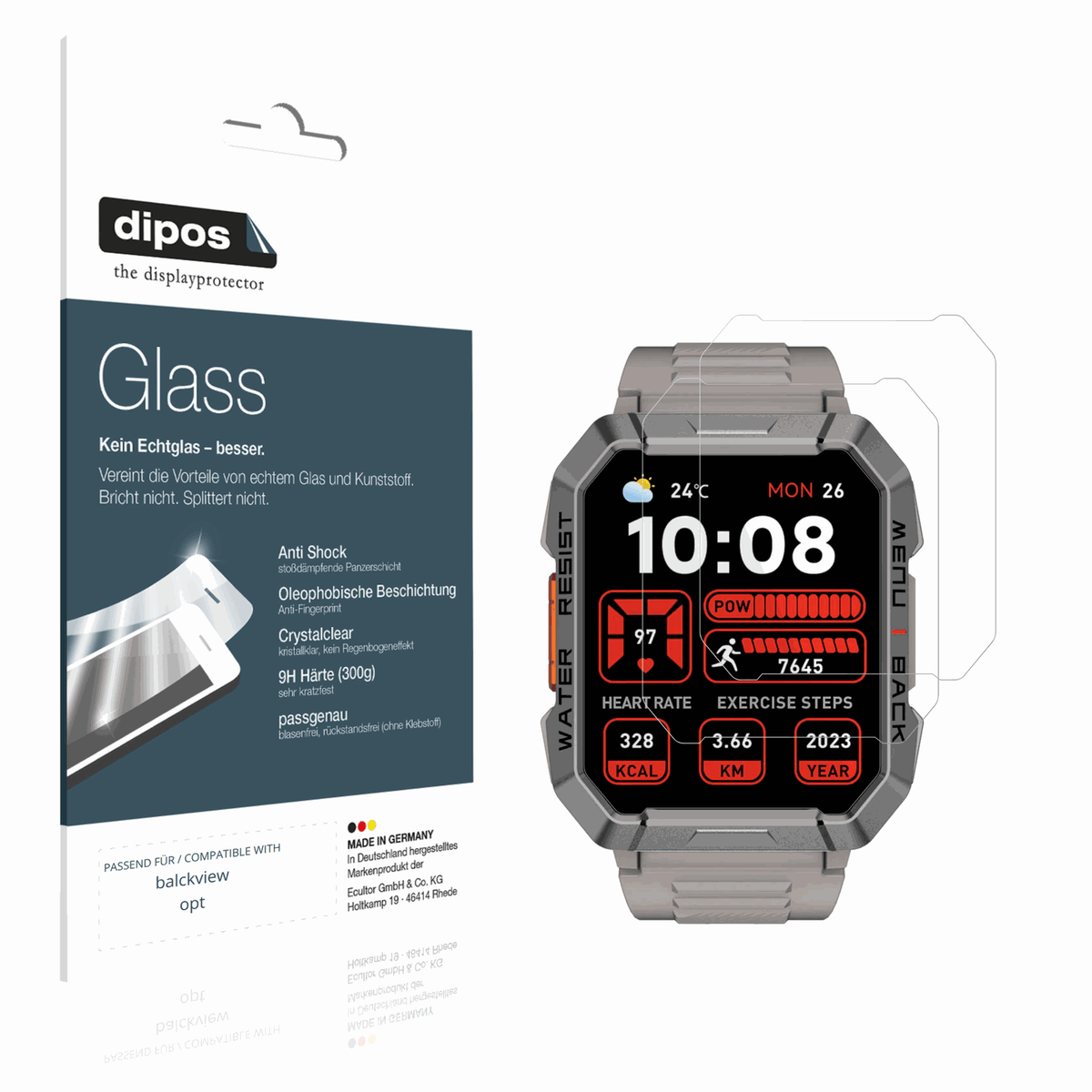 2x 9H Schutzfolie für Blackview W60 Smartwatch 2.01 Zoll Panzerfolie
