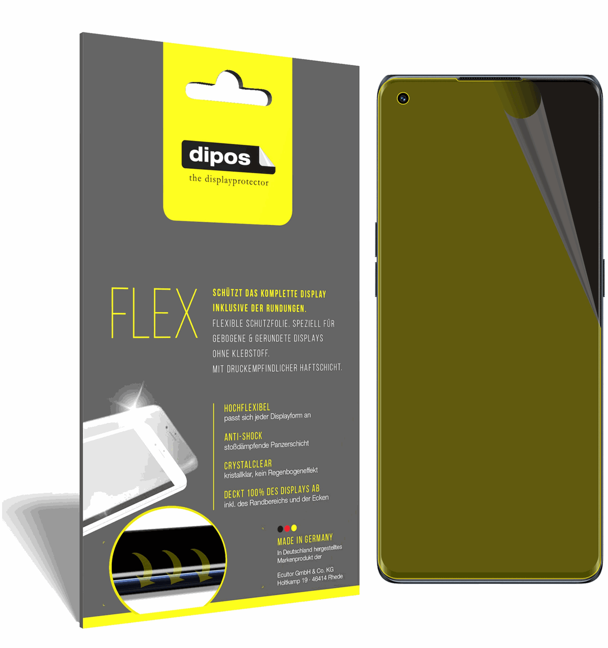 Klare Displayschutzfolie von dipos passend für Oppo Reno6 Pro Plus, 100% Displayabdeckung und blasenfreie Montage