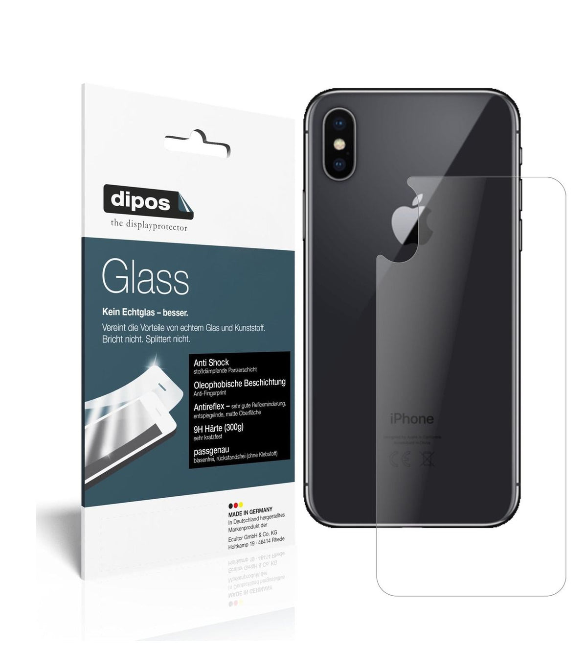 1x 9H Schutzfolie matt für Apple iPhone XS Rückseite Panzerfolie