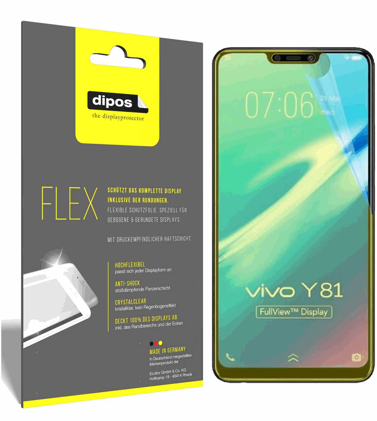 3x 3D Full Cover Schutzfolie für Vivo Y81