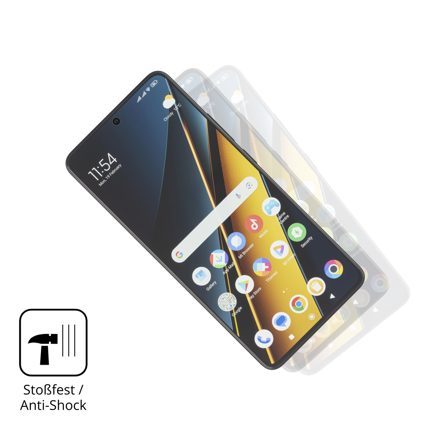 Schutz gegen Kratzer auf dem Poco X6 Pro 5g Glas durch Schlüssel, Stöße gegen die Tischkante oder Stürze