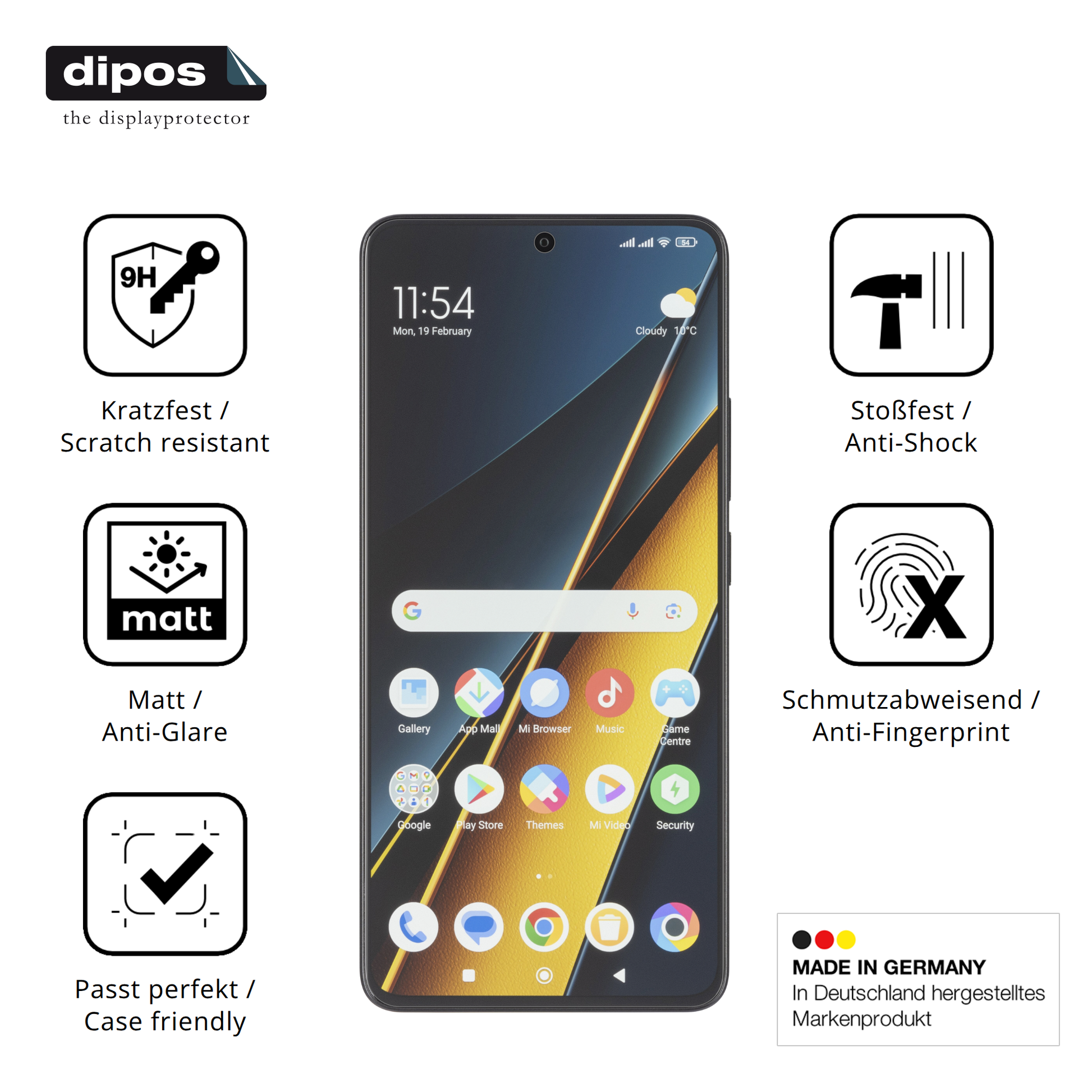 Displayschutz hergestellt in Deutschland, höchste Qualität made in Germany