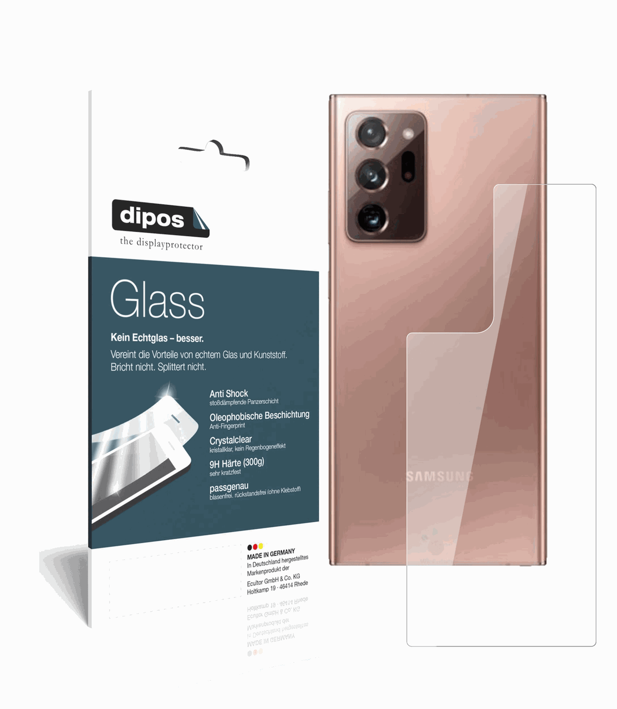 2x 9H Schutzfolie für Samsung Galaxy Note 20 Ultra 5G Rückseite Panzerfolie