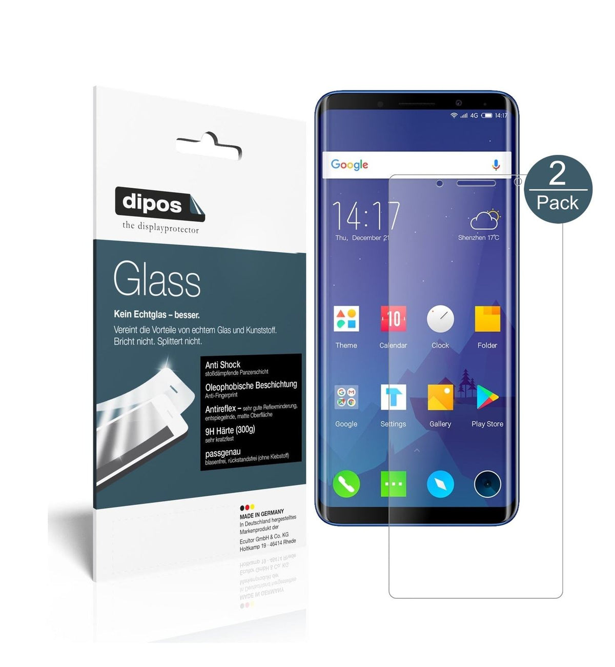 2x 9H Schutzfolie matt für Elephone U Panzerfolie
