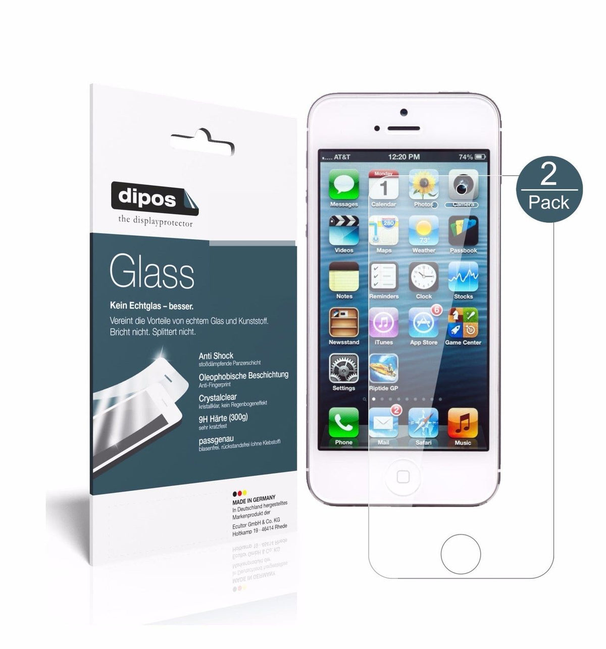 1x 9H Schutzfolie für Apple iPhone 5 / 5S / 5C / SE Panzerfolie