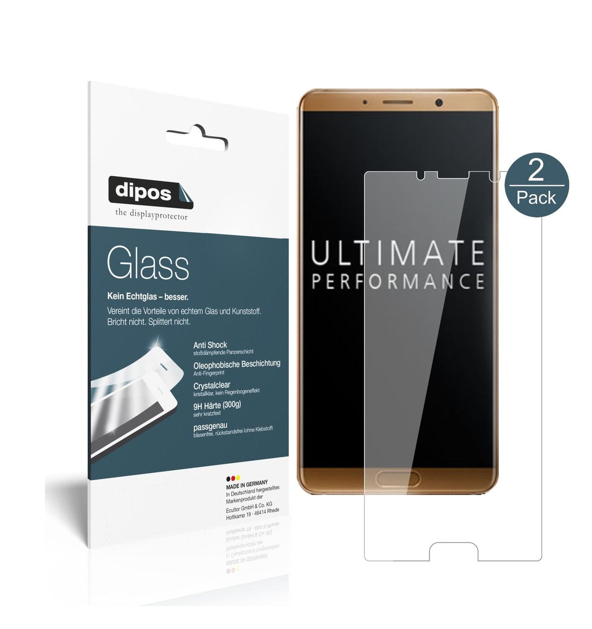 2x 9H Schutzfolie für Huawei Mate 10 Panzerfolie