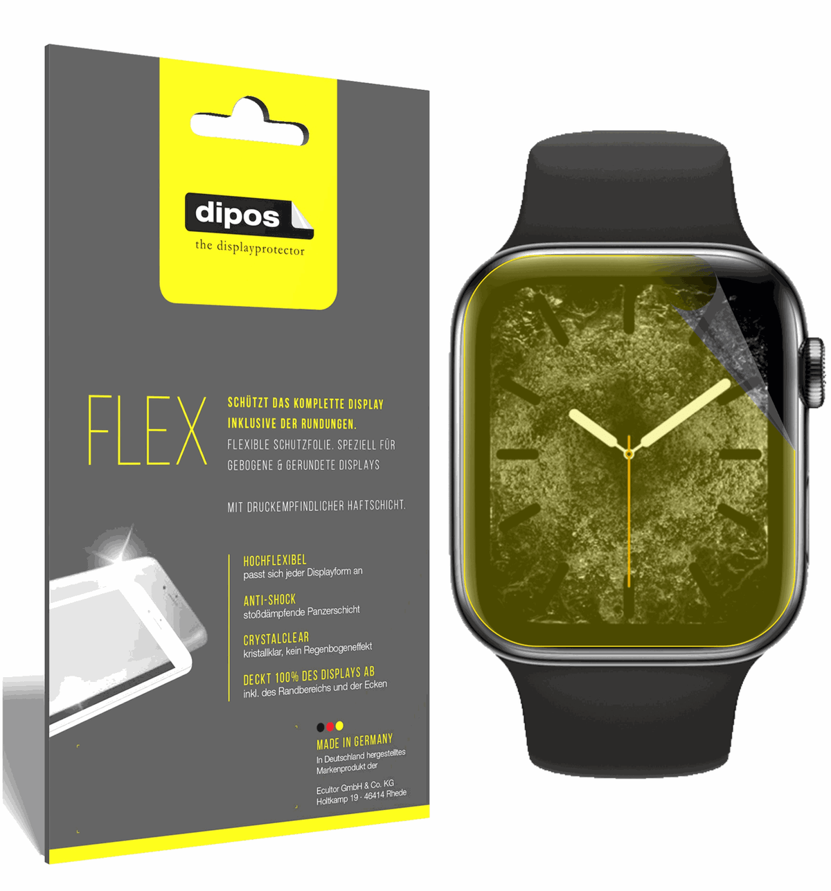 Klare Displayschutzfolie von dipos passend für Apple Watch SE (40mm), 100% Displayabdeckung und blasenfreie Montage