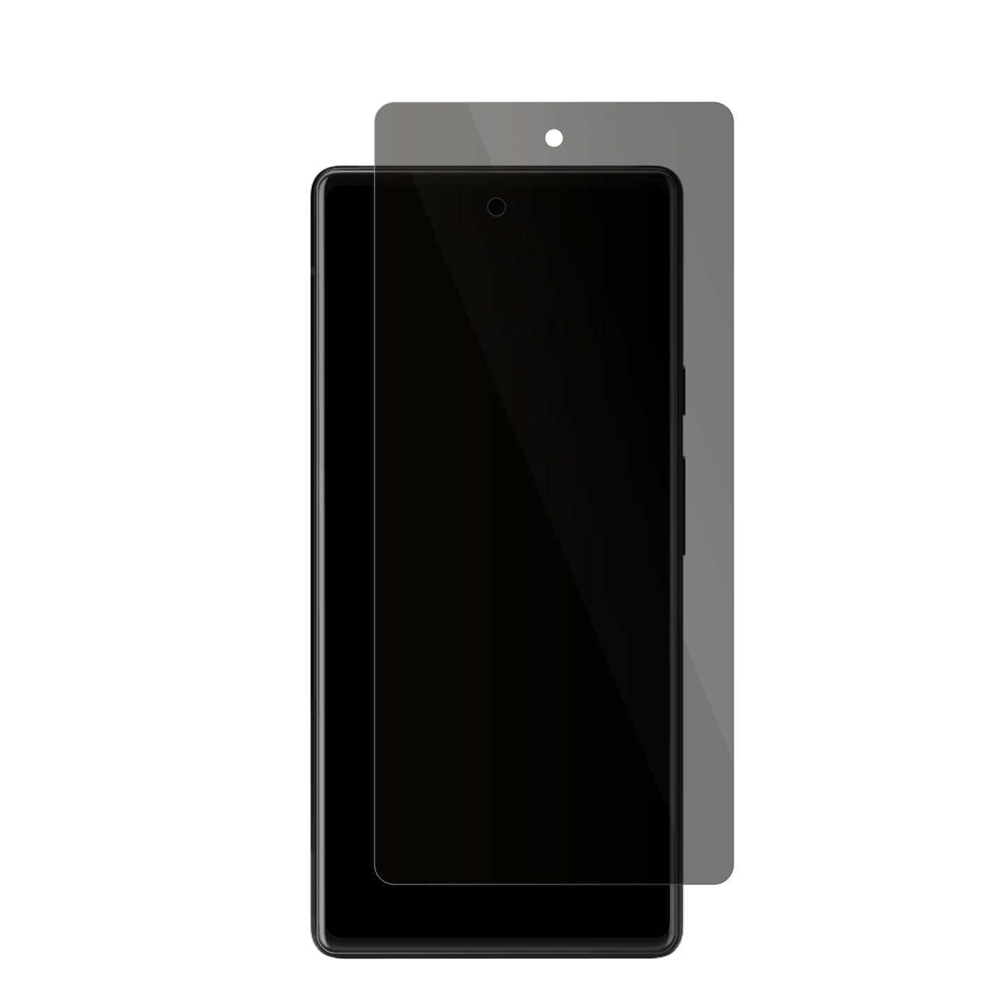 GooglePixel 6 Pro mit aufgebrachter dipos Flex Schutzfolie, die seitliche Einblicke blockiert