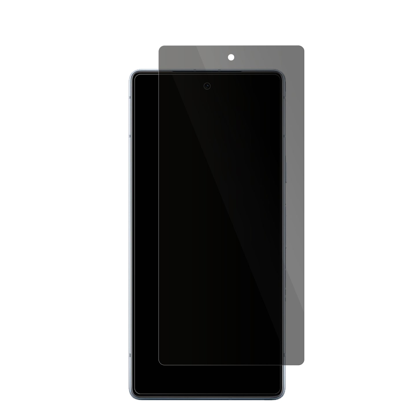 GooglePixel 7a mit aufgebrachter dipos Flex Schutzfolie, die seitliche Einblicke blockiert