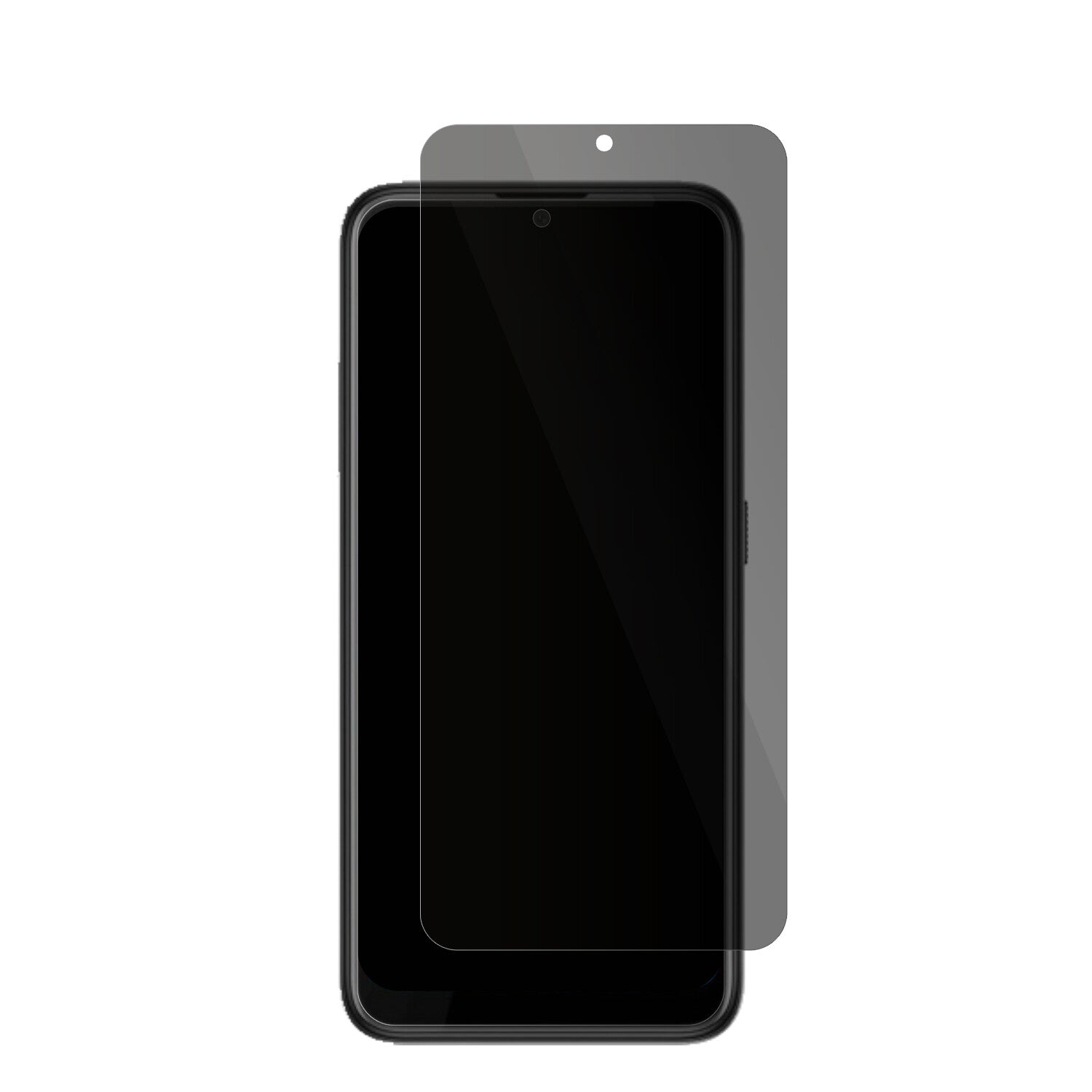 HTCWildfire E1 Plus mit aufgebrachter dipos Flex Schutzfolie, die seitliche Einblicke blockiert