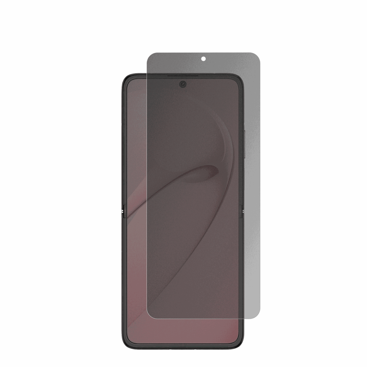 HuaweiNova Flip S Innenseite mit aufgebrachter dipos Flex Schutzfolie, die seitliche Einblicke blockiert