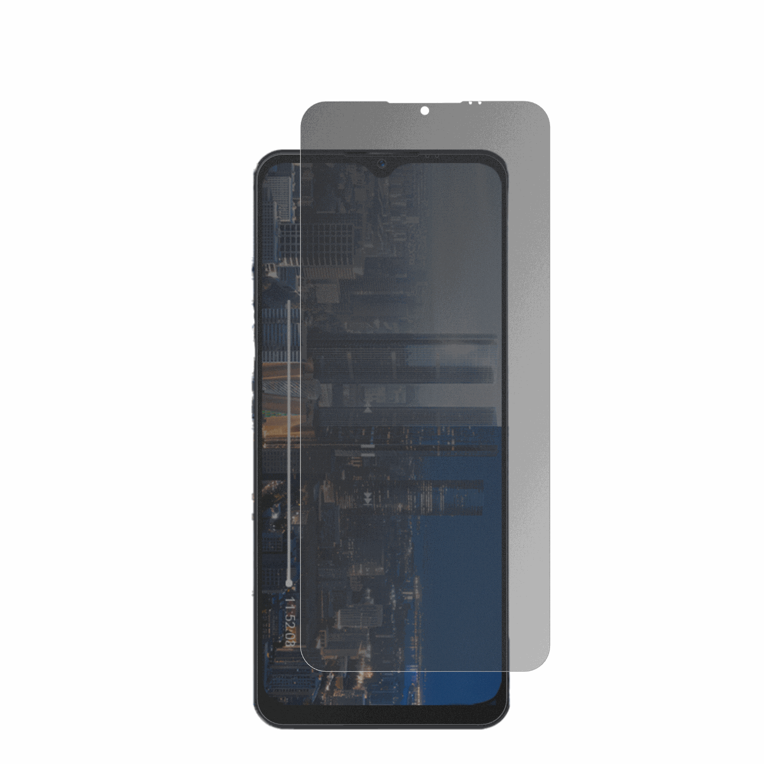 invensNote 12P mit aufgebrachter dipos Flex Schutzfolie, die seitliche Einblicke blockiert