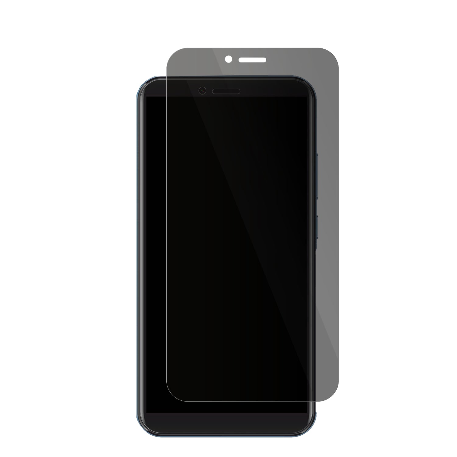MobicelPX9 mit aufgebrachter dipos Flex Schutzfolie, die seitliche Einblicke blockiert