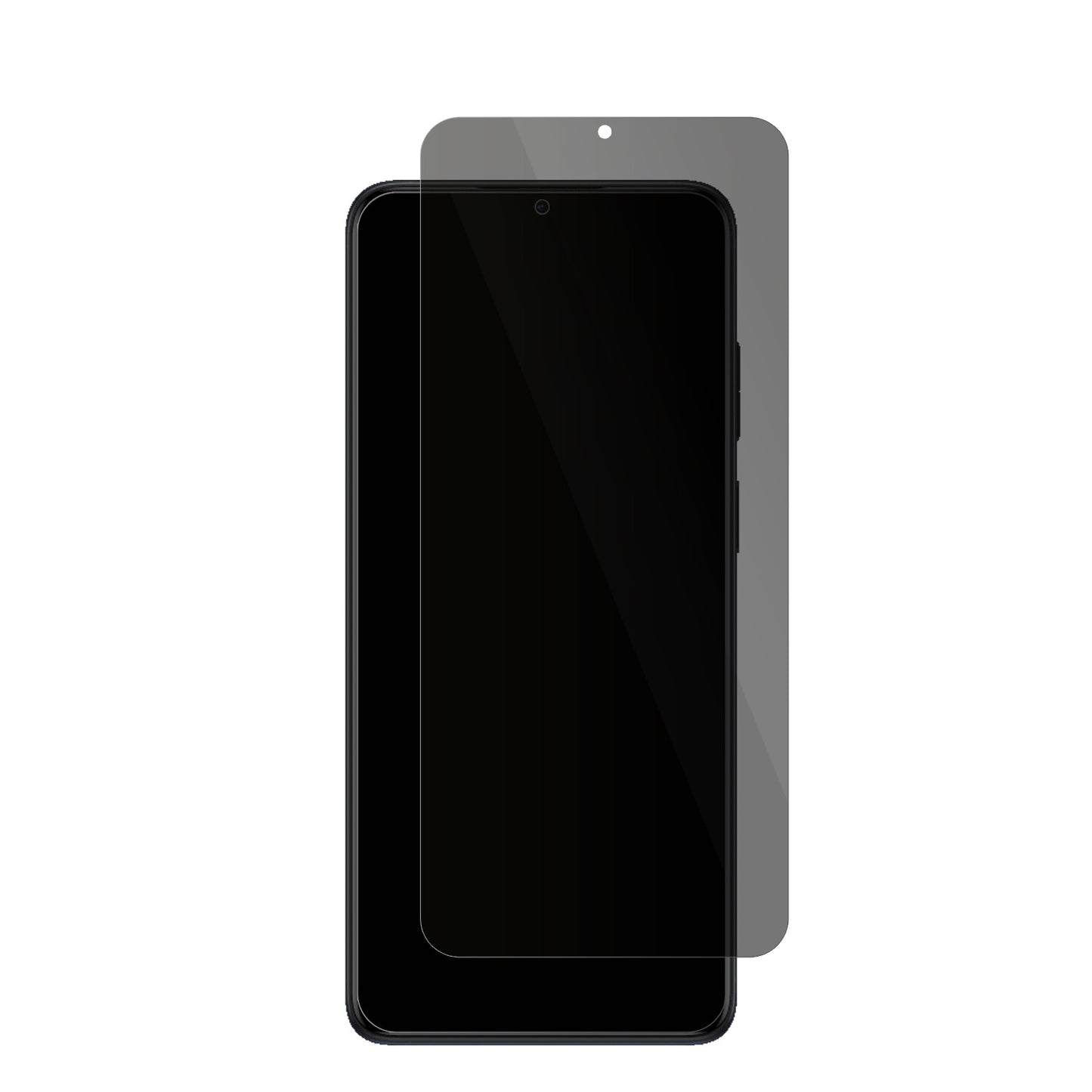 MotorolaMoto E22 mit aufgebrachter dipos Flex Schutzfolie, die seitliche Einblicke blockiert