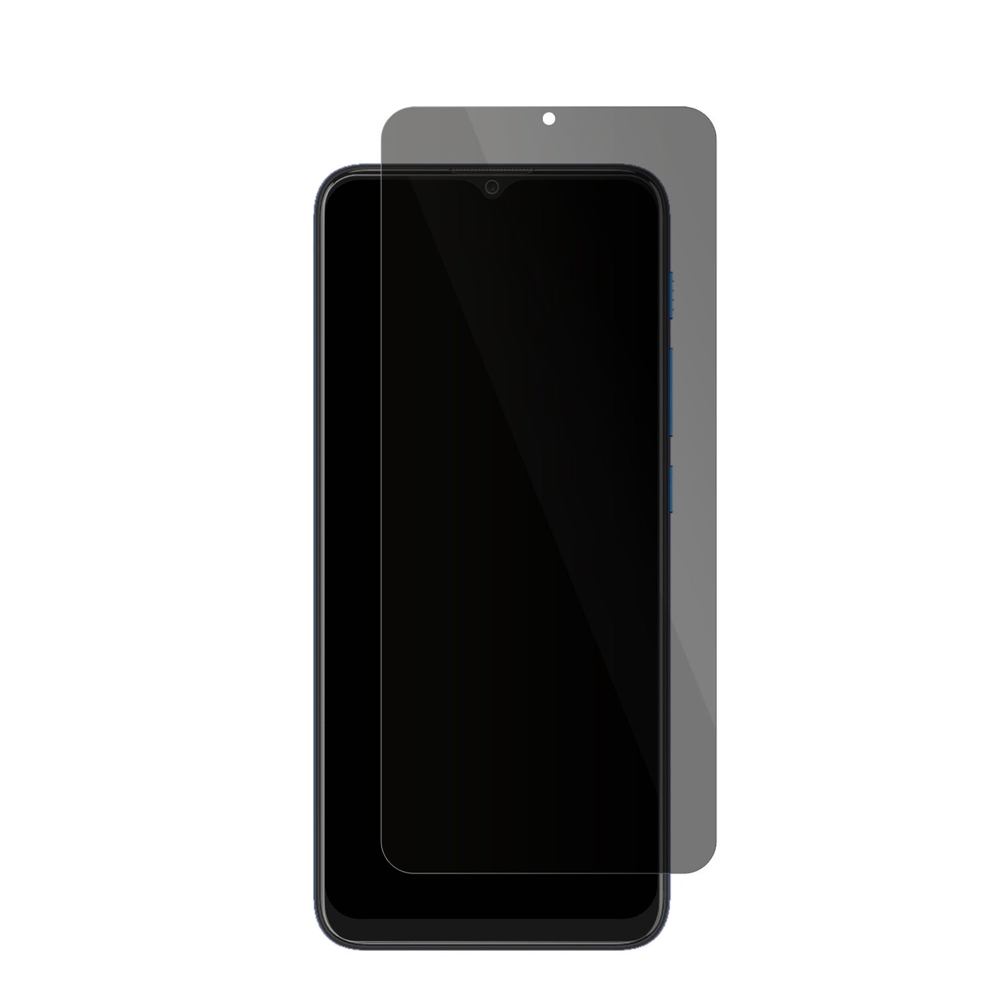 MotorolaMoto E7 Power mit aufgebrachter dipos Flex Schutzfolie, die seitliche Einblicke blockiert