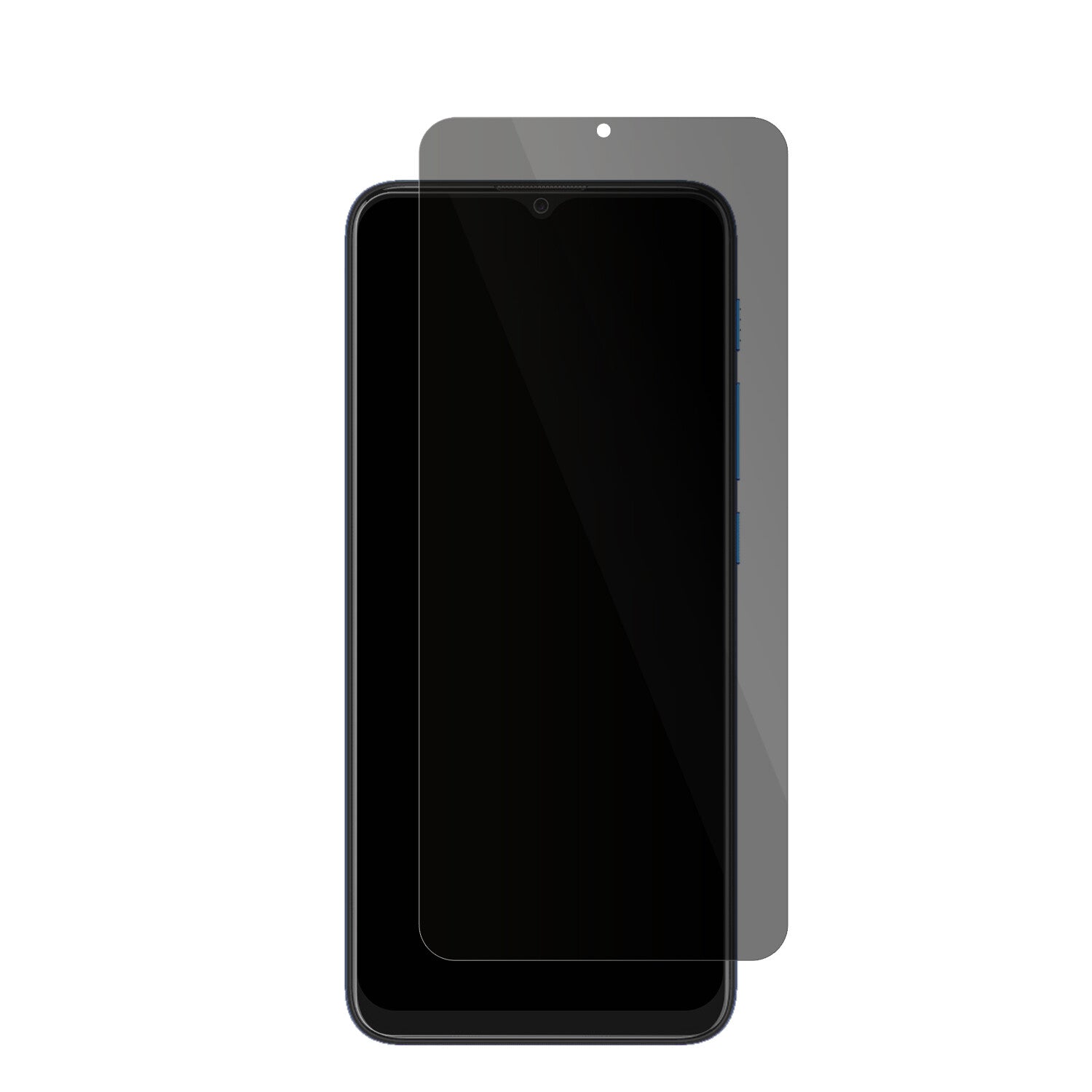 MotorolaMoto E7 Power mit aufgebrachter dipos Flex Schutzfolie, die seitliche Einblicke blockiert