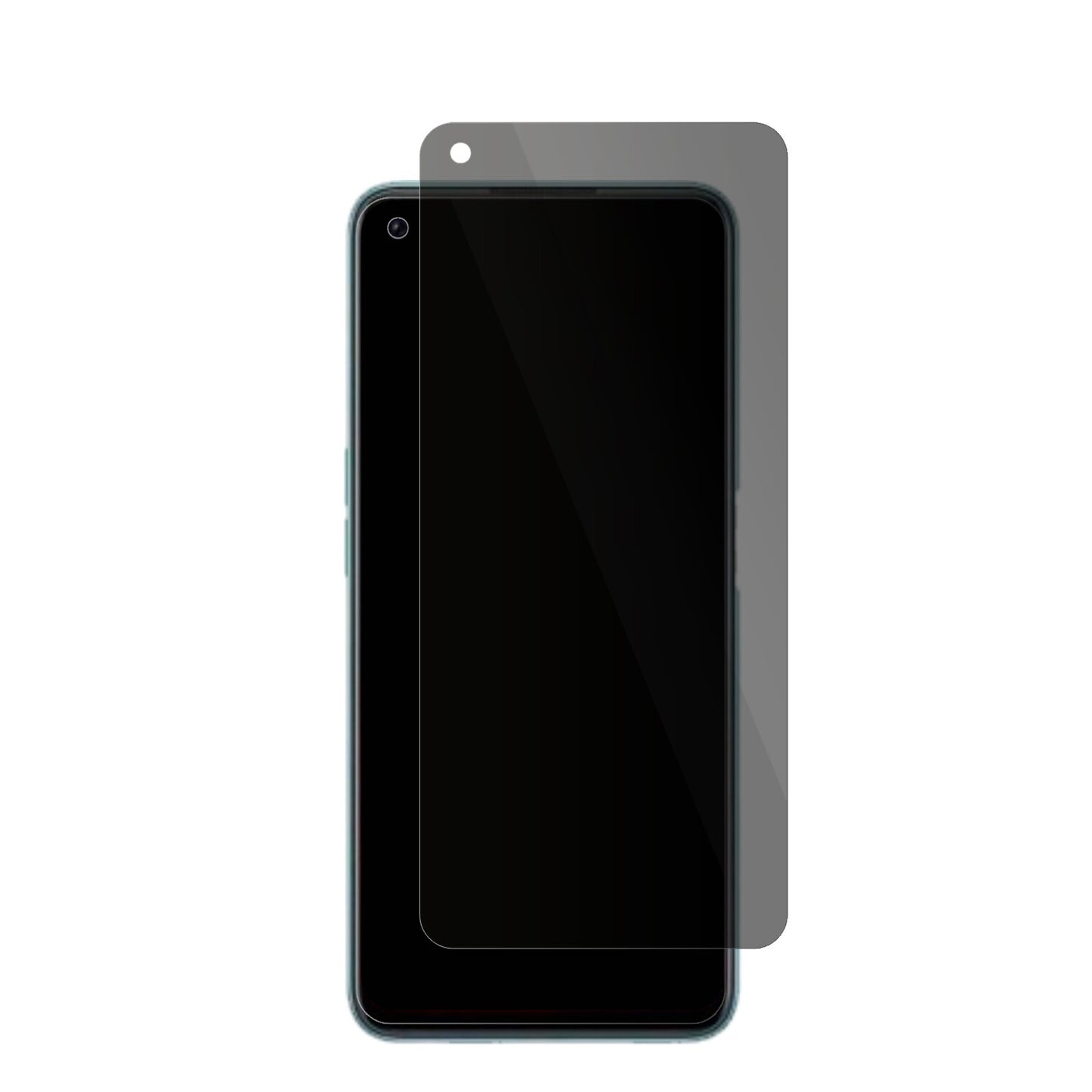 OPPOA96 Global mit aufgebrachter dipos Flex Schutzfolie, die seitliche Einblicke blockiert