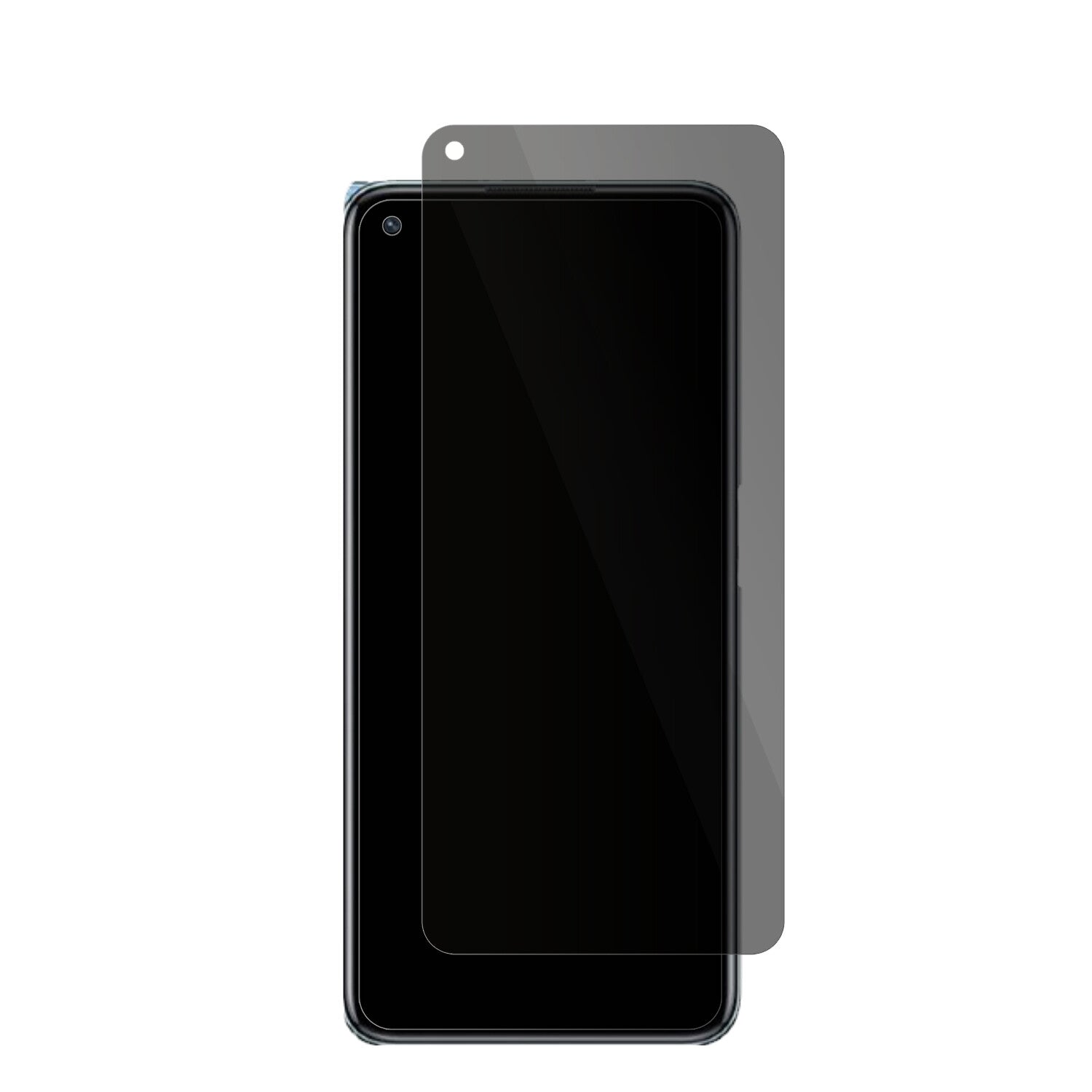 OppoK10 5G mit aufgebrachter dipos Flex Schutzfolie, die seitliche Einblicke blockiert