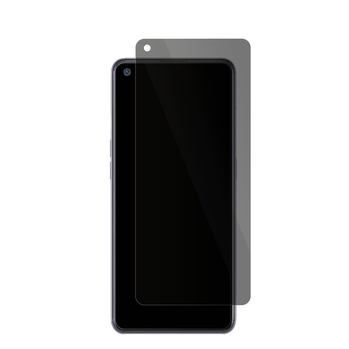 OppoReno 6 Lite mit aufgebrachter dipos Flex Schutzfolie, die seitliche Einblicke blockiert