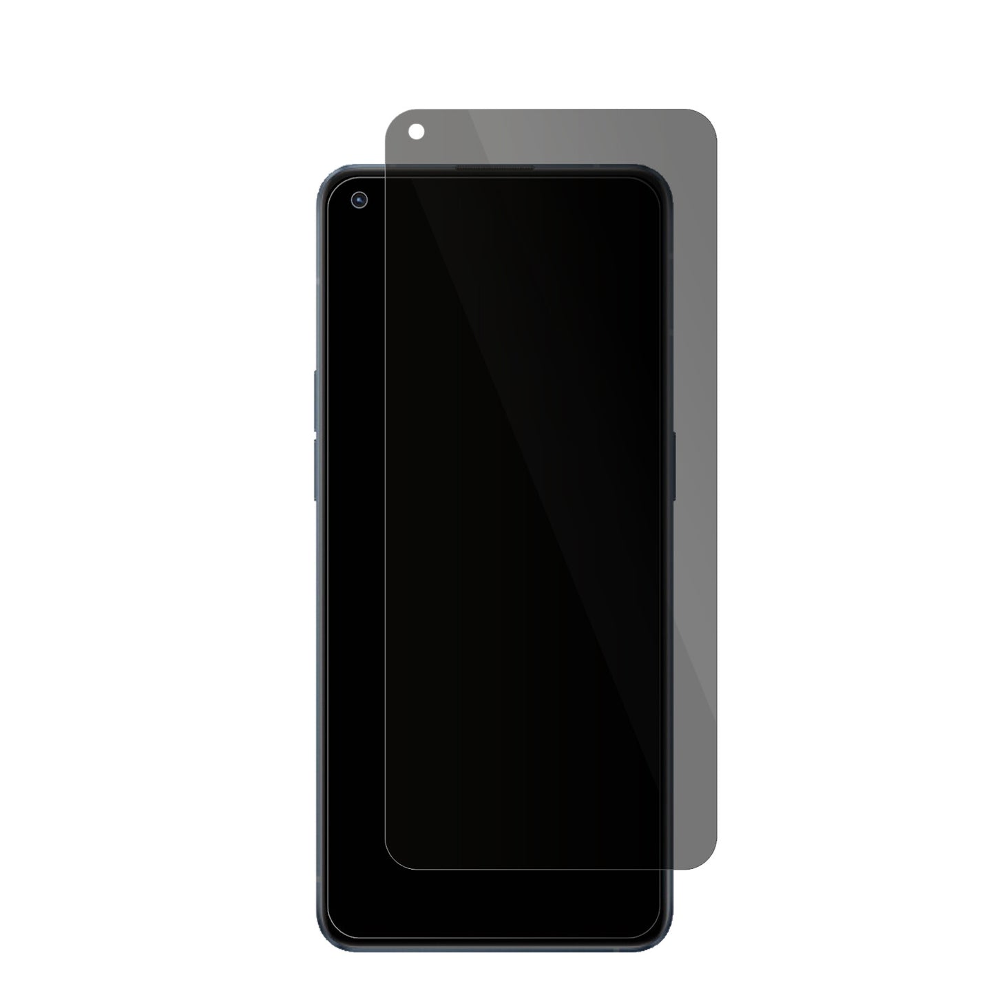 OppoReno6 mit aufgebrachter dipos Flex Schutzfolie, die seitliche Einblicke blockiert