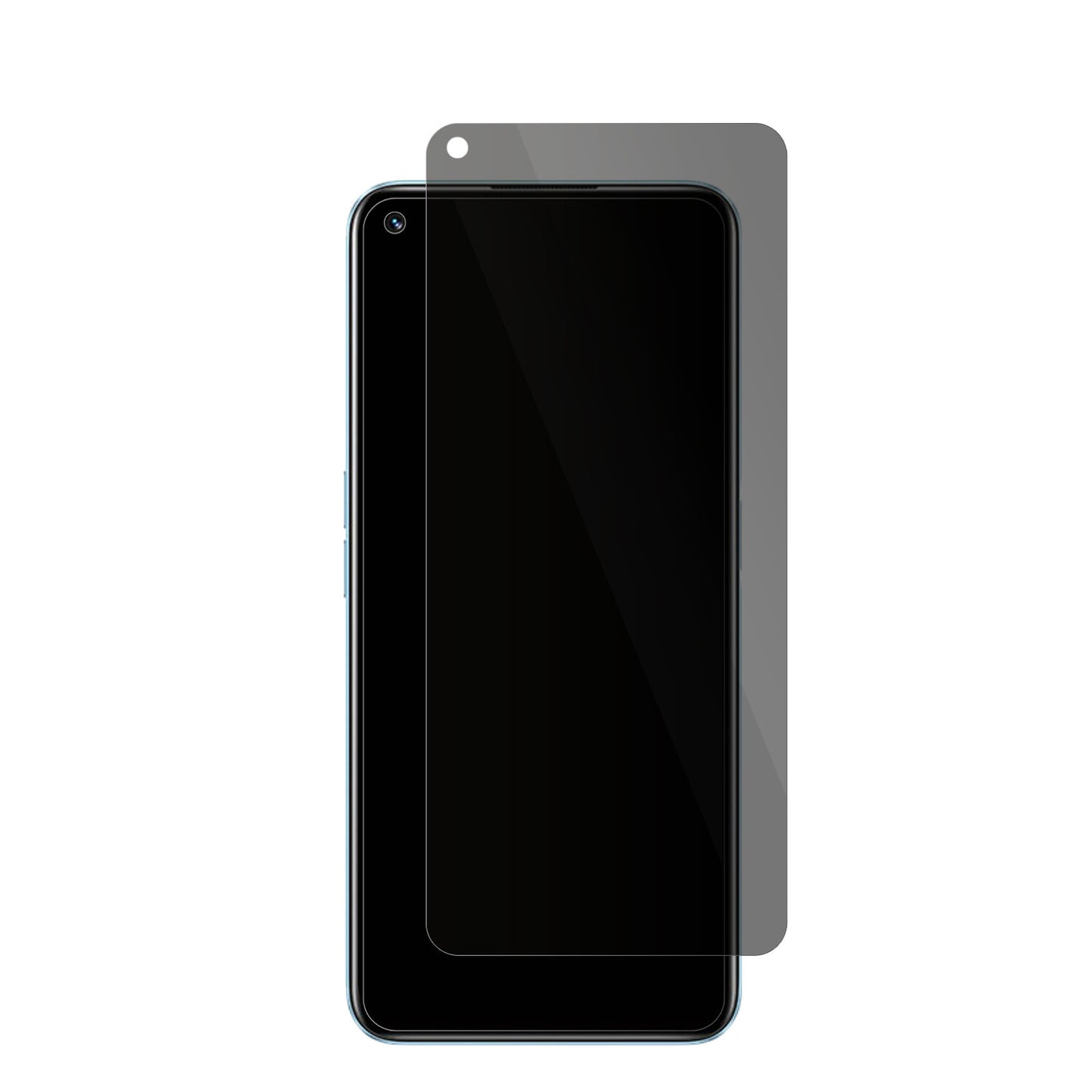 Realme9 Pro mit aufgebrachter dipos Flex Schutzfolie, die seitliche Einblicke blockiert