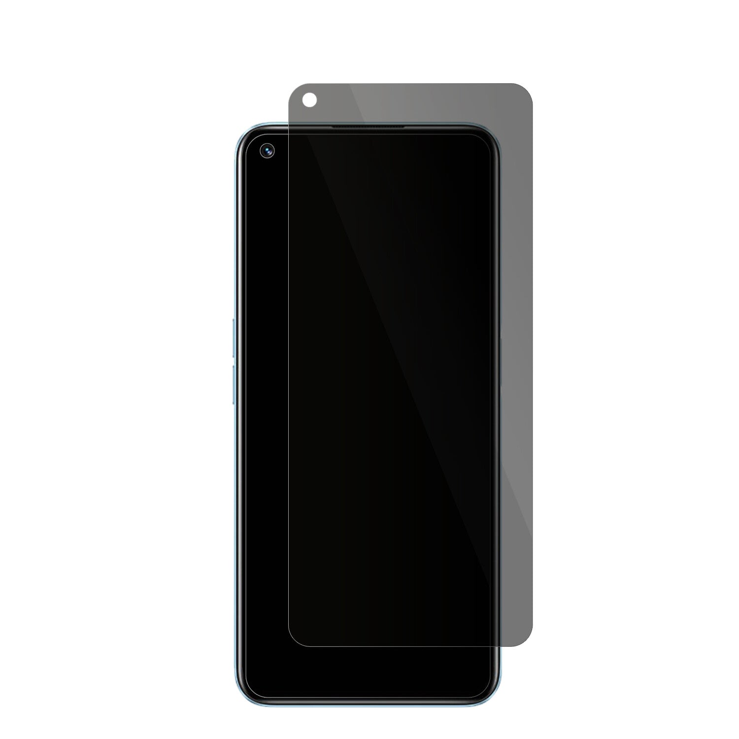 Realme9 Pro mit aufgebrachter dipos Flex Schutzfolie, die seitliche Einblicke blockiert
