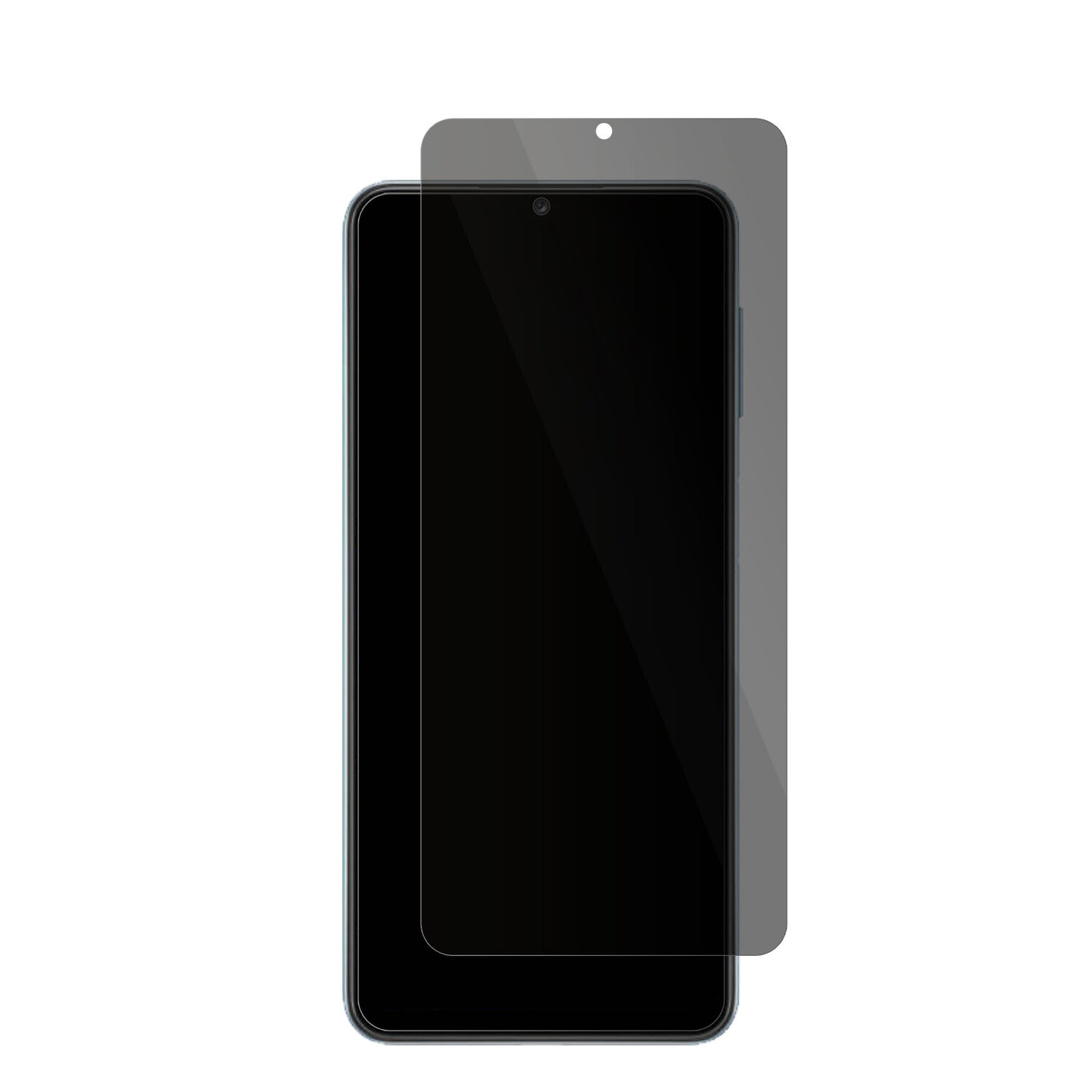 SamsungGalaxy M32 5G mit aufgebrachter dipos Flex Schutzfolie, die seitliche Einblicke blockiert