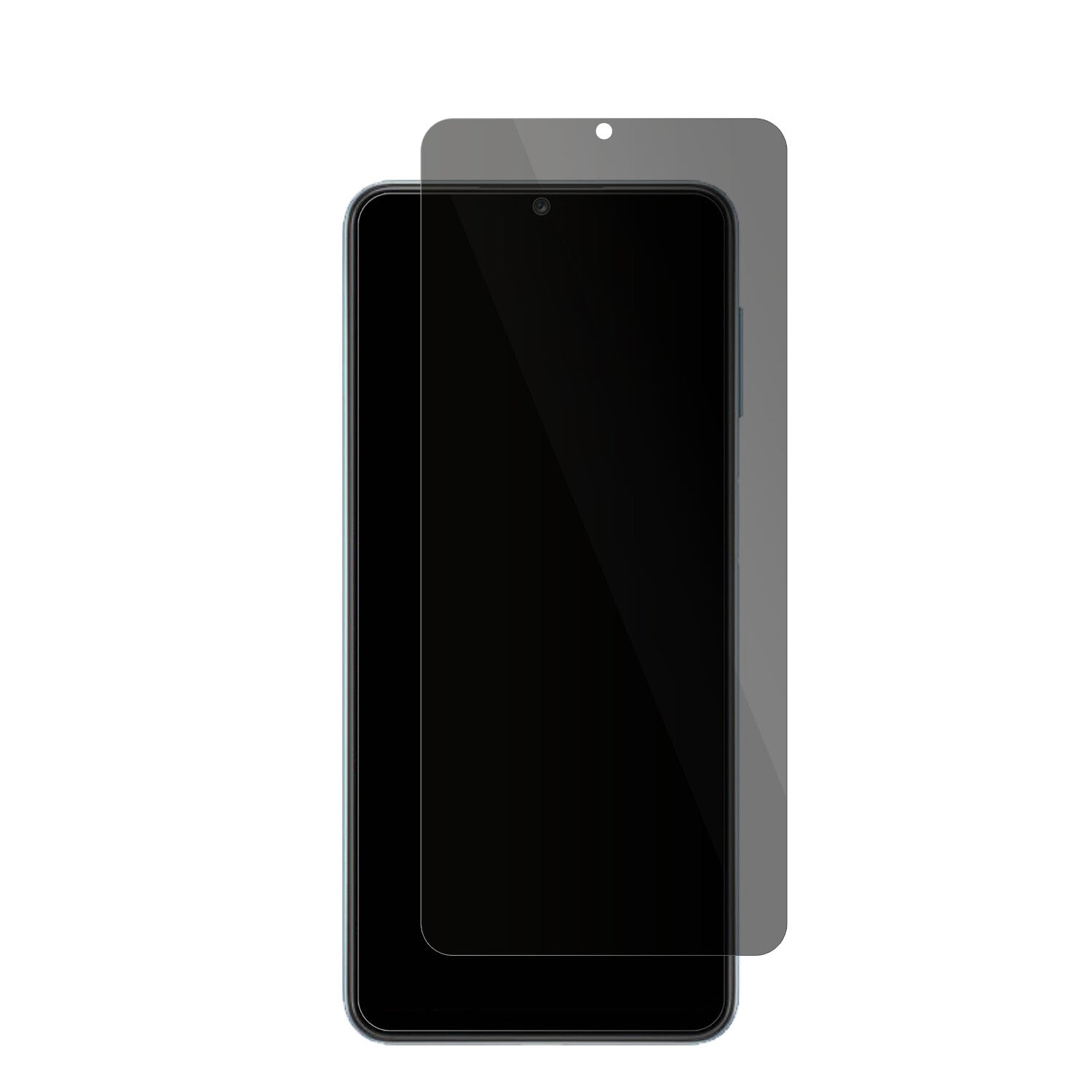 SamsungGalaxy M32 5G mit aufgebrachter dipos Flex Schutzfolie, die seitliche Einblicke blockiert