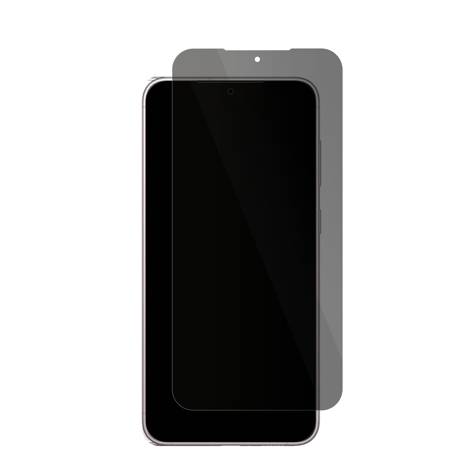 SamsungGalaxy S23 Plus mit aufgebrachter dipos Flex Schutzfolie, die seitliche Einblicke blockiert