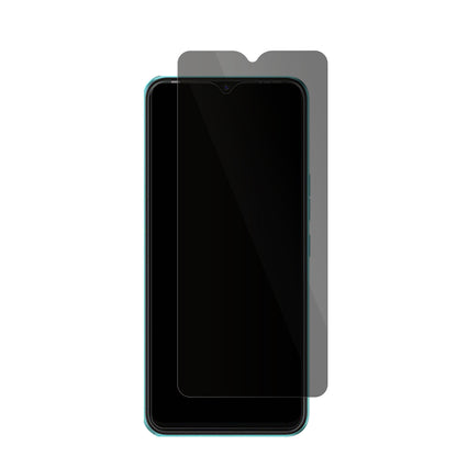 TecnoSpark 8C mit aufgebrachter dipos Flex Schutzfolie, die seitliche Einblicke blockiert