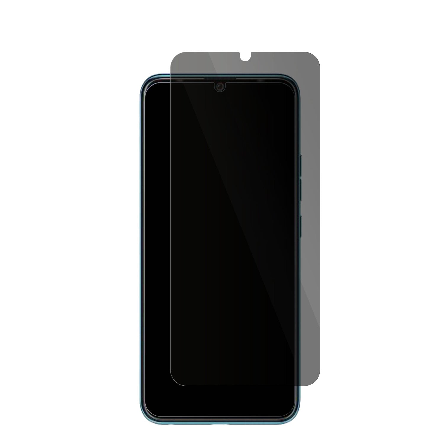 TecnoSpark 9 mit aufgebrachter dipos Flex Schutzfolie, die seitliche Einblicke blockiert