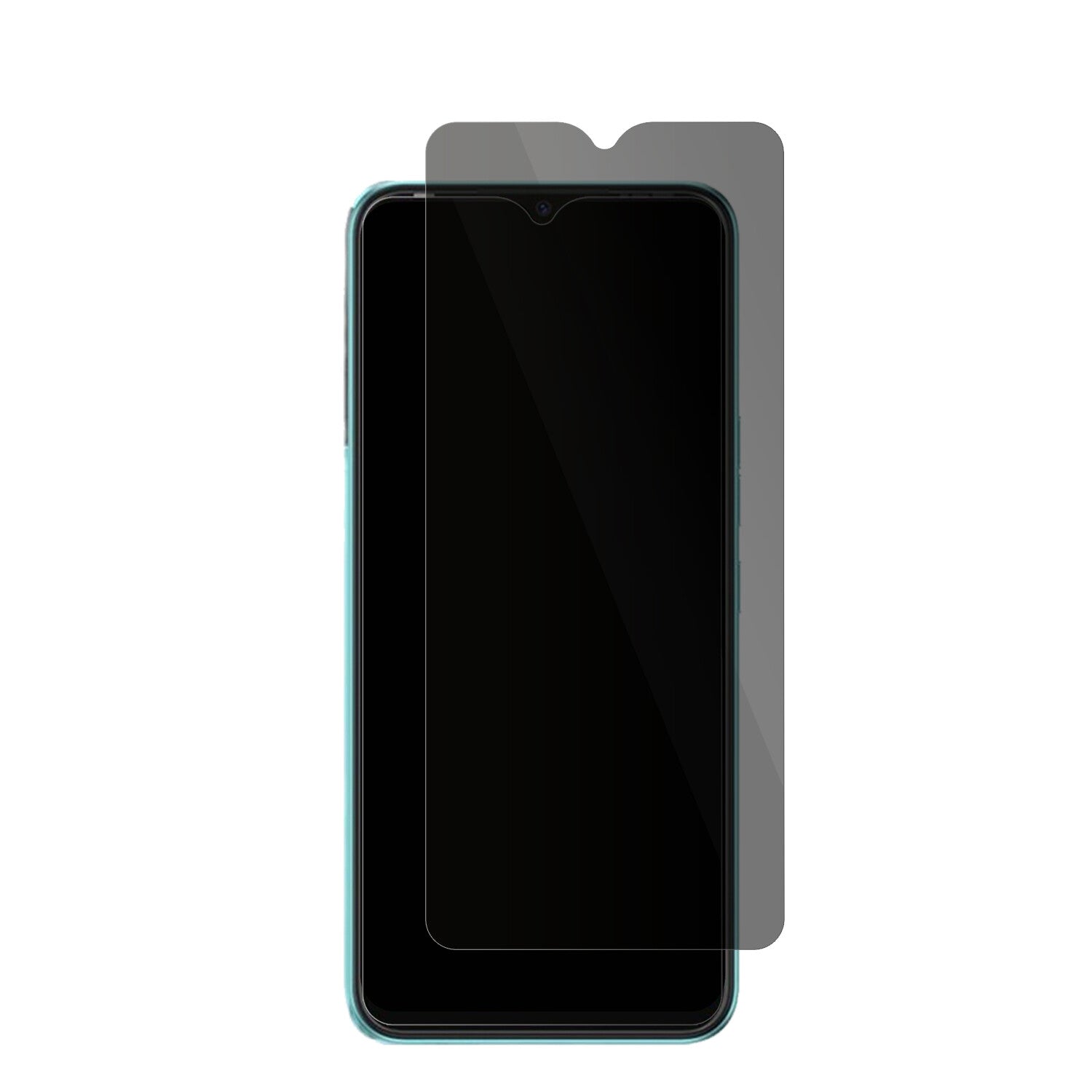 TecnoSpark Go 2022 mit aufgebrachter dipos Flex Schutzfolie, die seitliche Einblicke blockiert
