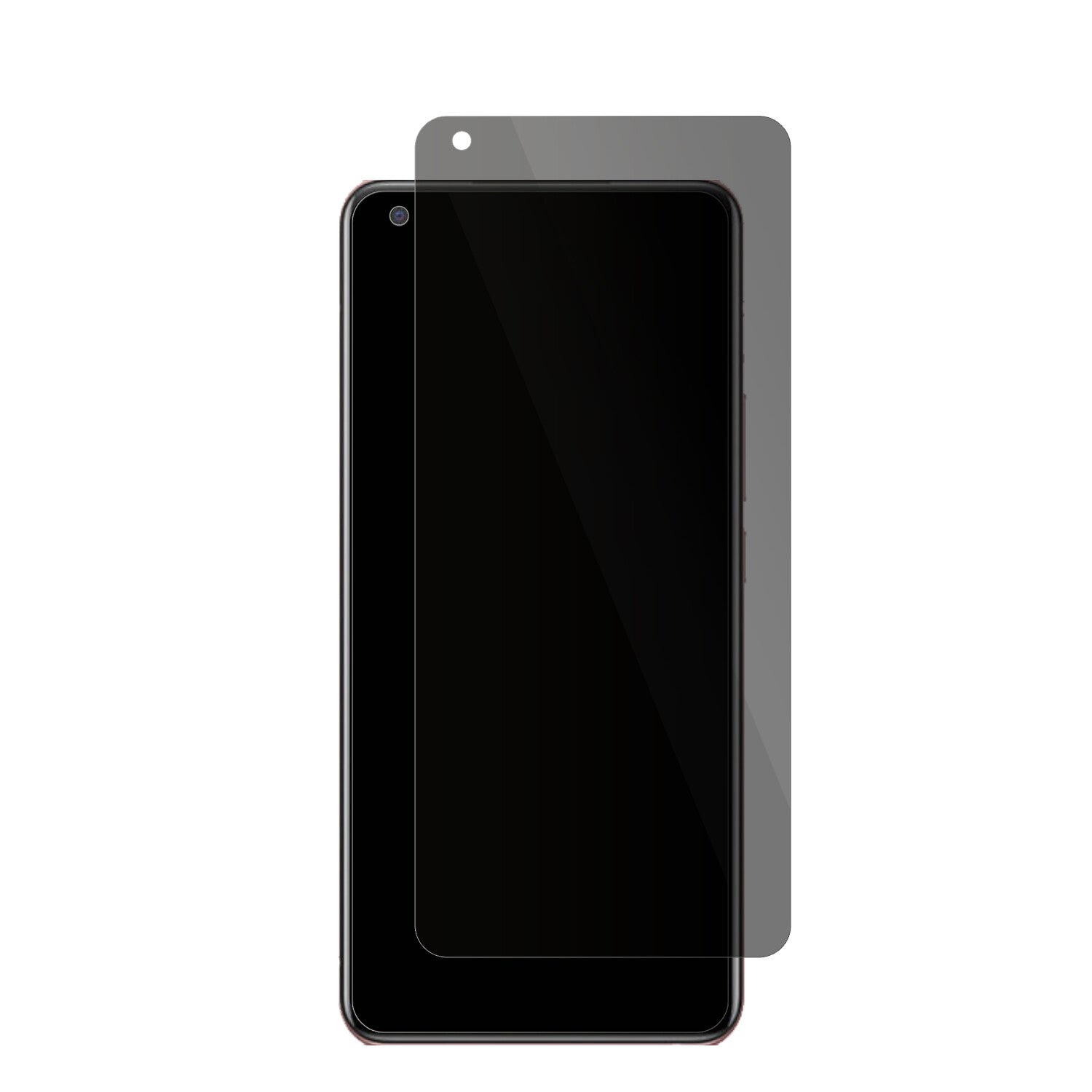 VivoX50 5G mit aufgebrachter dipos Flex Schutzfolie, die seitliche Einblicke blockiert
