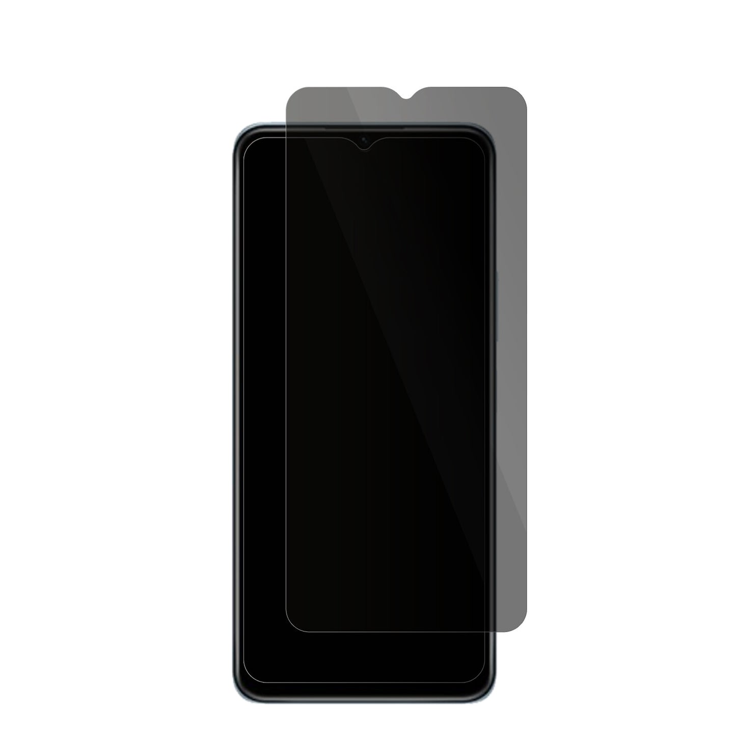 VivoY55s 5G mit aufgebrachter dipos Flex Schutzfolie, die seitliche Einblicke blockiert