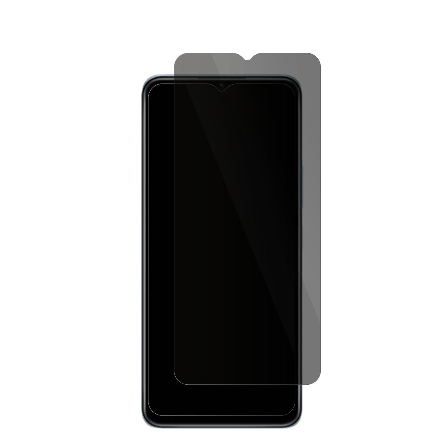 VivoY55s 5G mit aufgebrachter dipos Flex Schutzfolie, die seitliche Einblicke blockiert