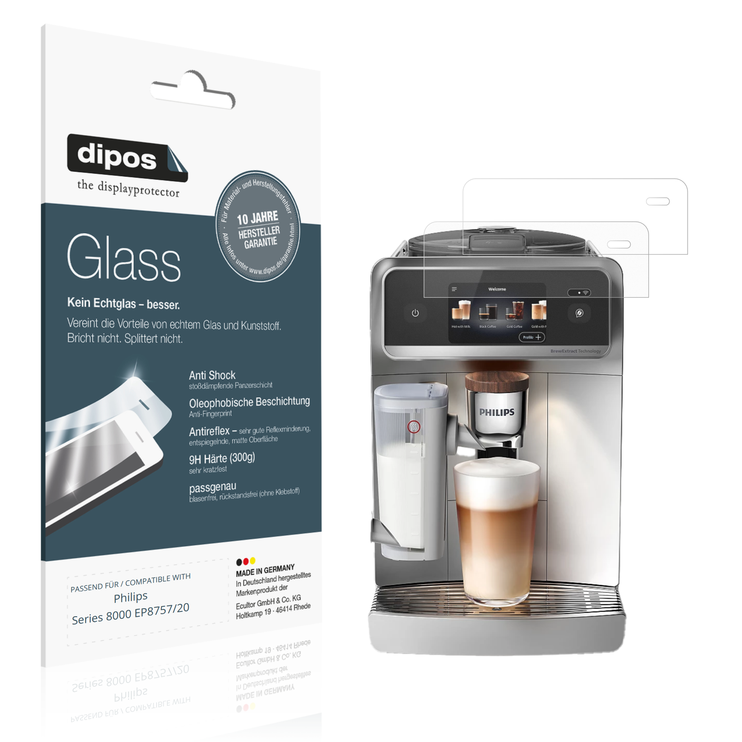 2x 9H Schutzfolie matt für Philips Series 8000 EP8757/20 Panzerfolie